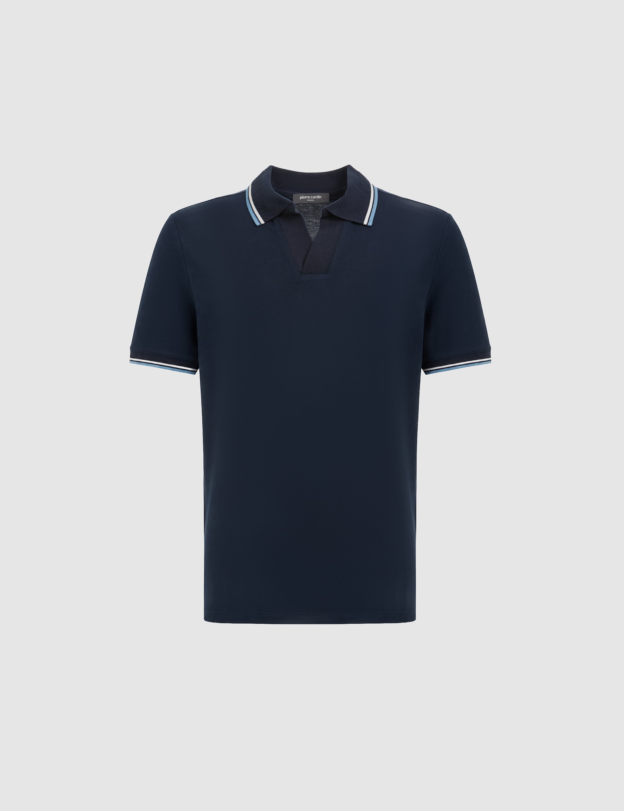 Lacivert Slim Fit %100 Pamuk Apaş Yaka Tişört
