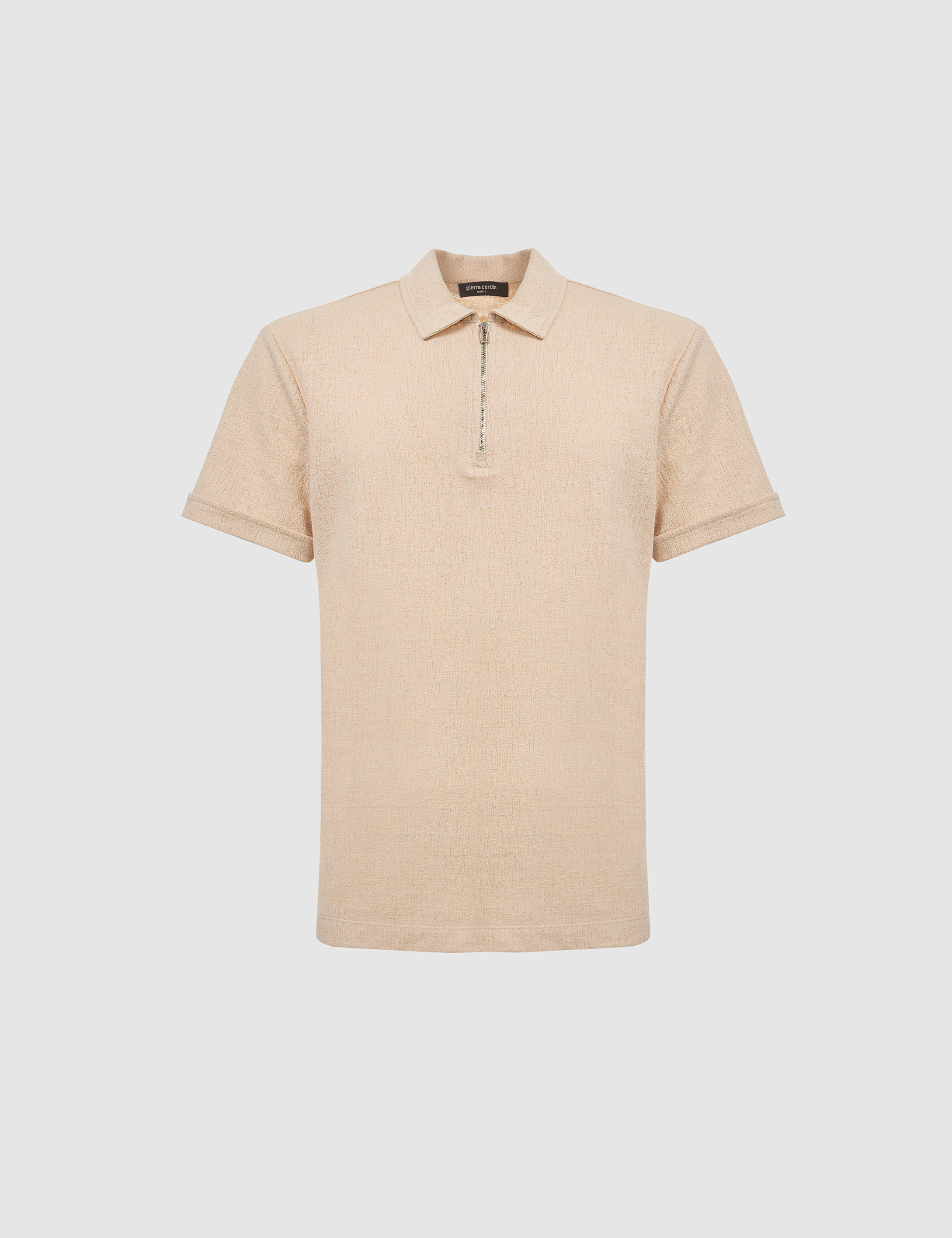 Koyu Bej Slim Fit Fermuarlı Polo Yaka Tişört - 50321152073
