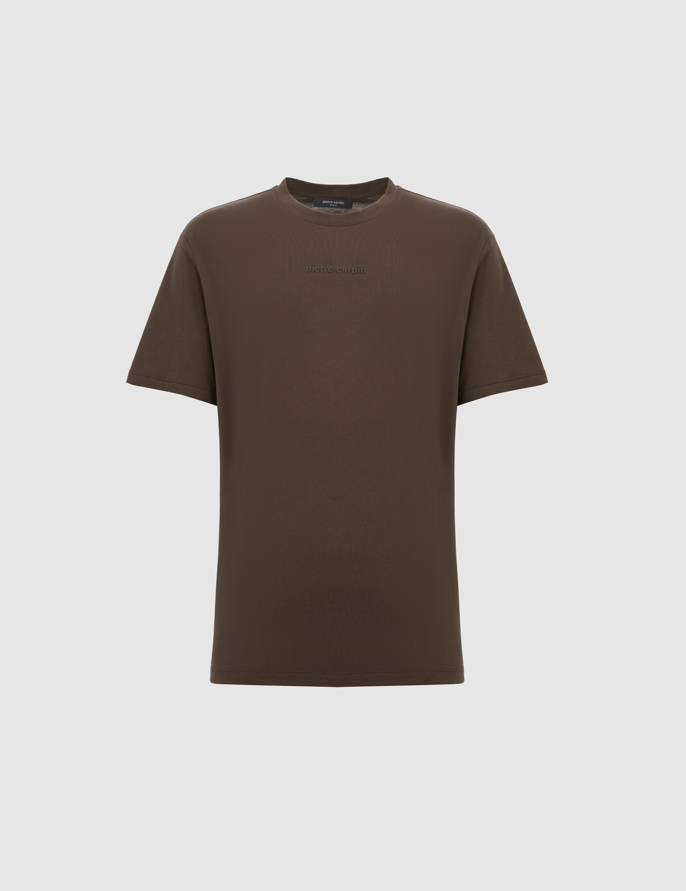 Koyu Kahverengi Regular Fit %100 Pamuk Bisiklet Yaka Tişört - 50327872031
