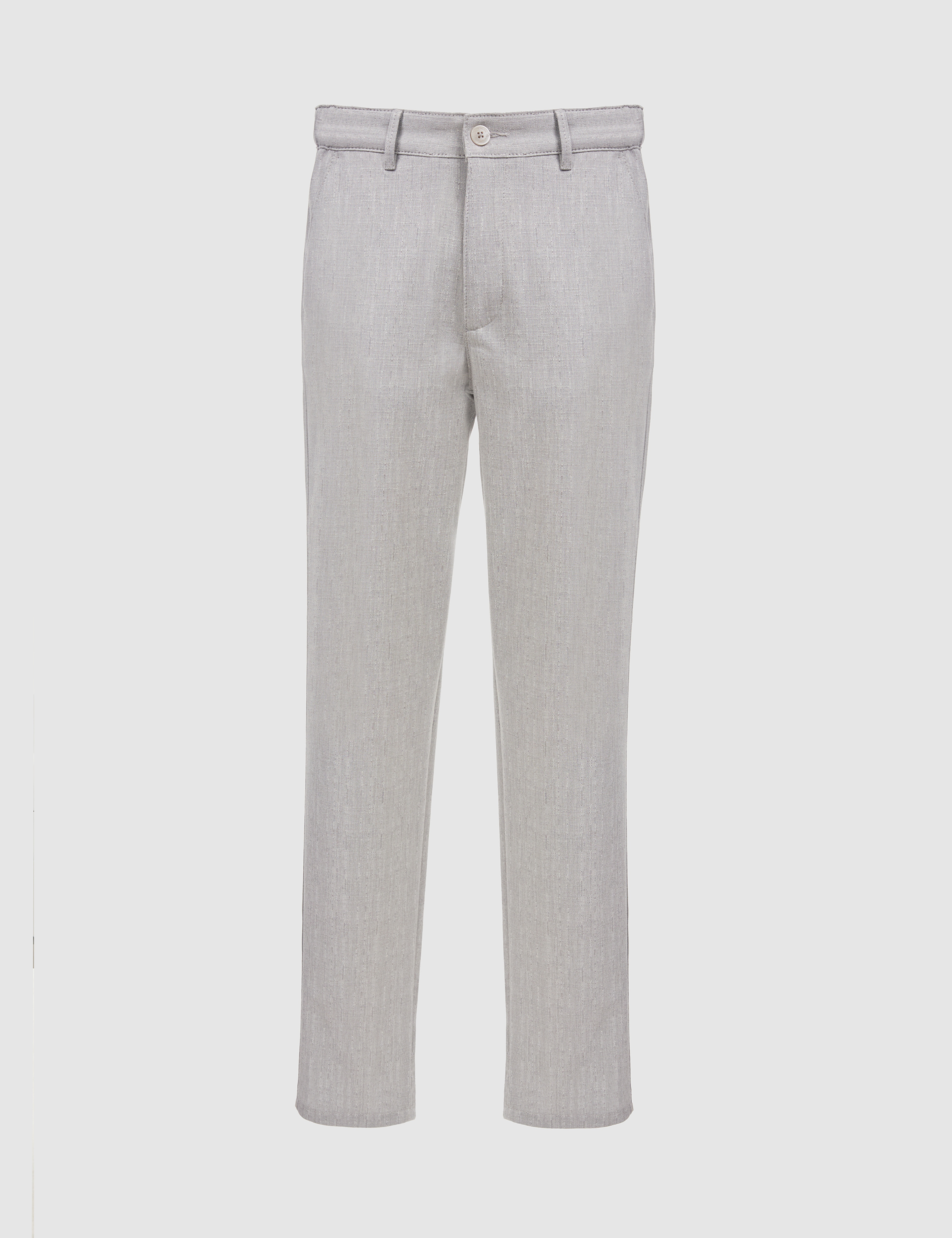 Açık Gri Slim Fit Beli Latikli Kanvas Pantolon - Image 7
