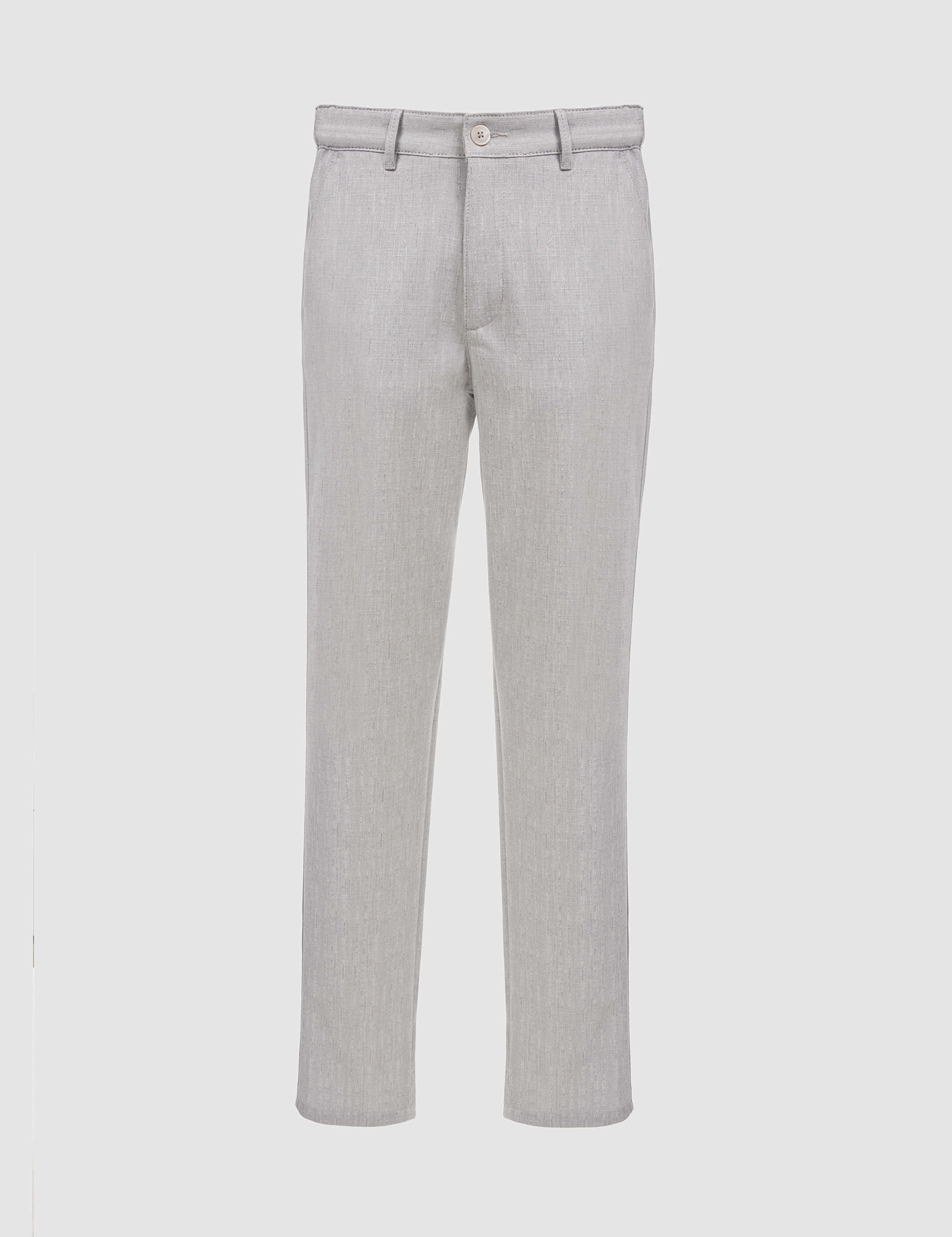 Açık Gri Slim Fit Beli Latikli Kanvas Pantolon
