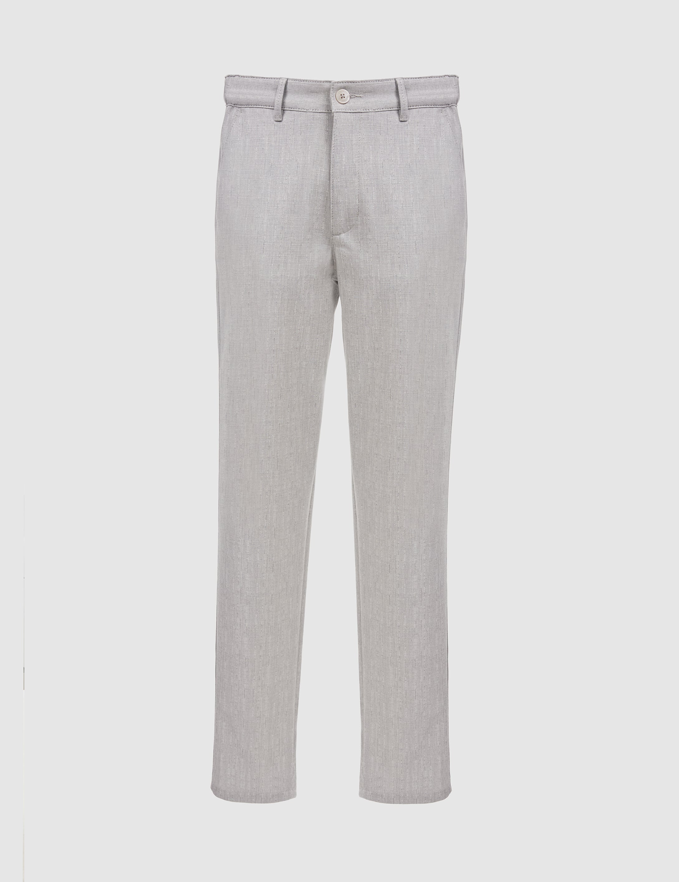 Açık Gri Slim Fit Beli Latikli Kanvas Pantolon