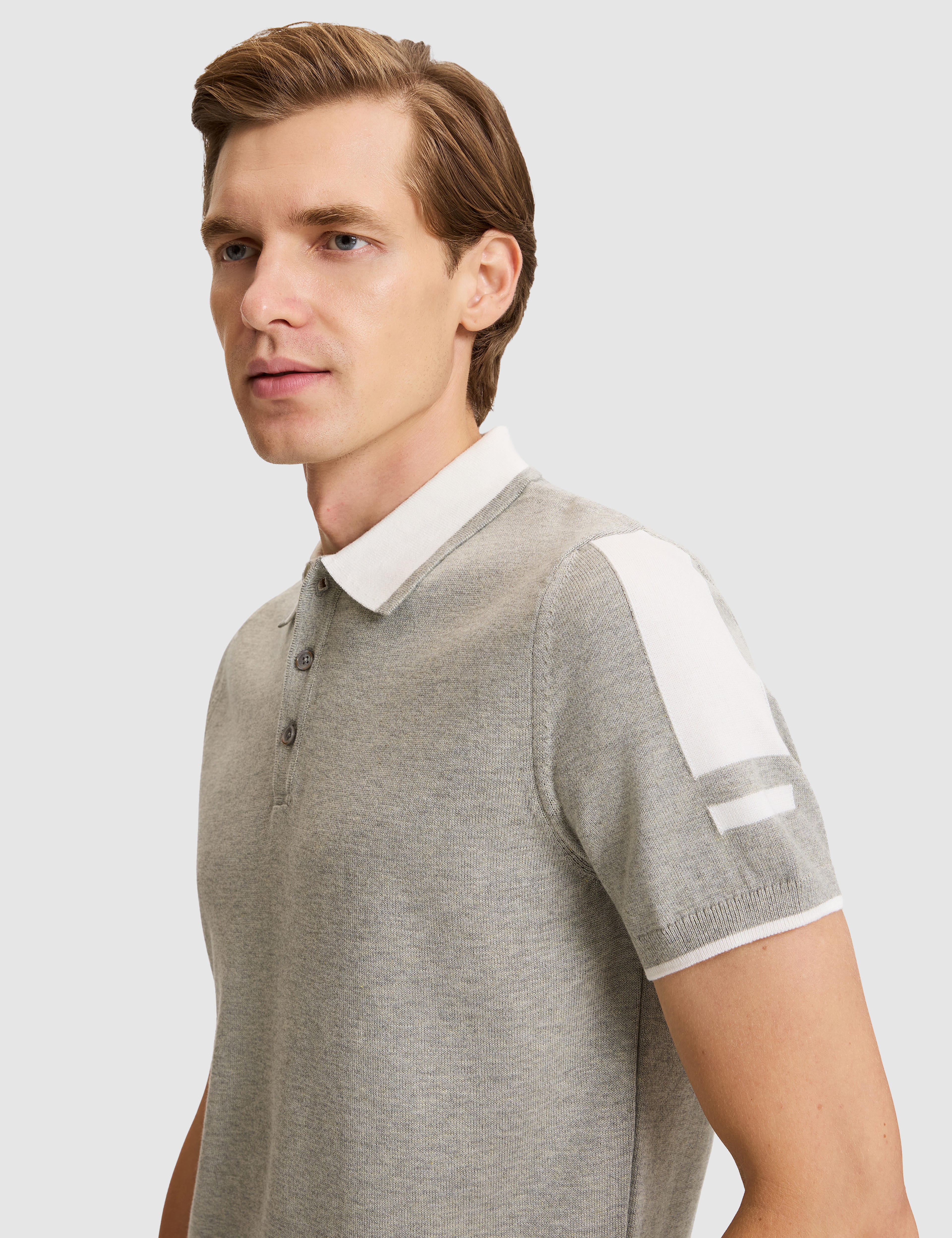 Açık Gri Melanj Slim Fit Kazak