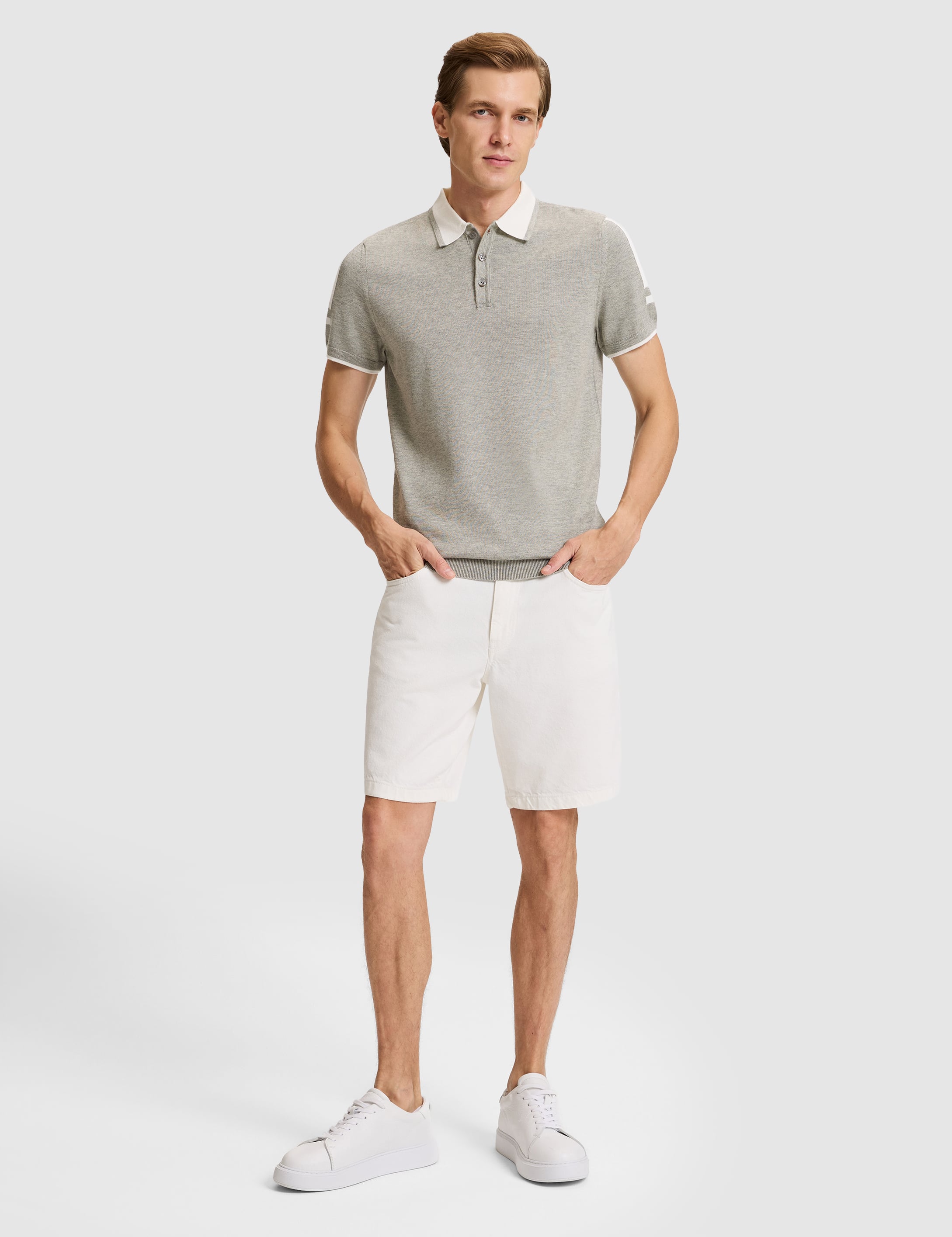 Açık Gri Melanj Slim Fit Kazak - Image 4