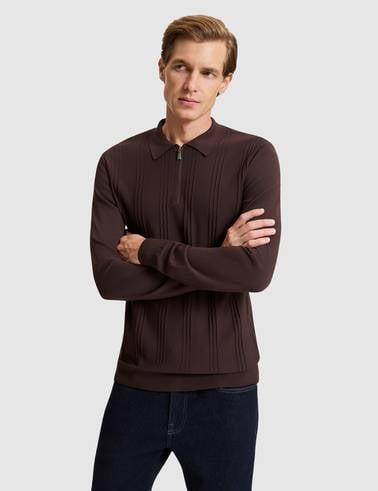 Koyu Kahverengi Slim Fit Kazak