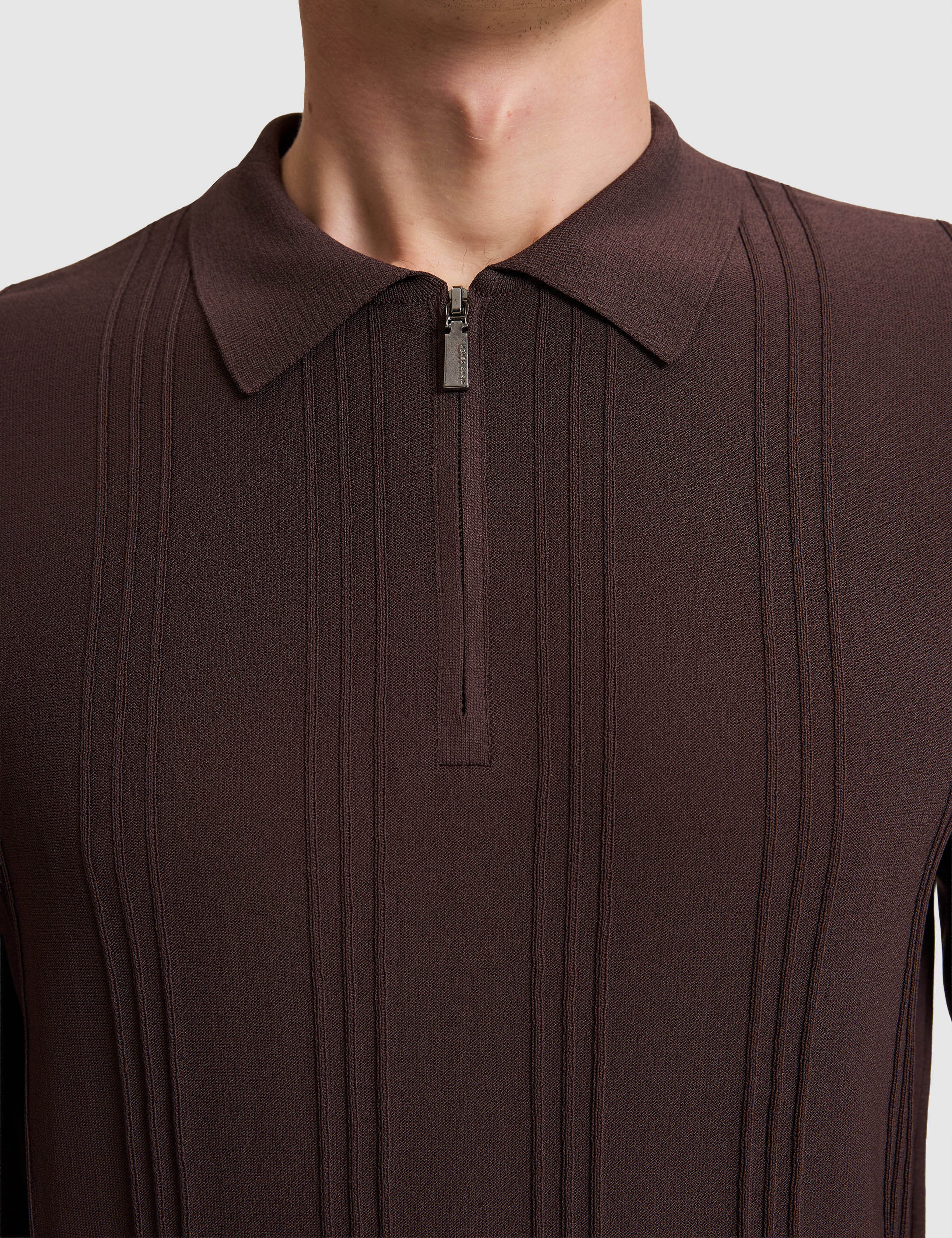Koyu Kahverengi Slim Fit Kazak - Image 6
