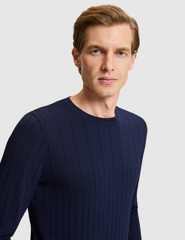 Lacivert Slim Fit Kazak