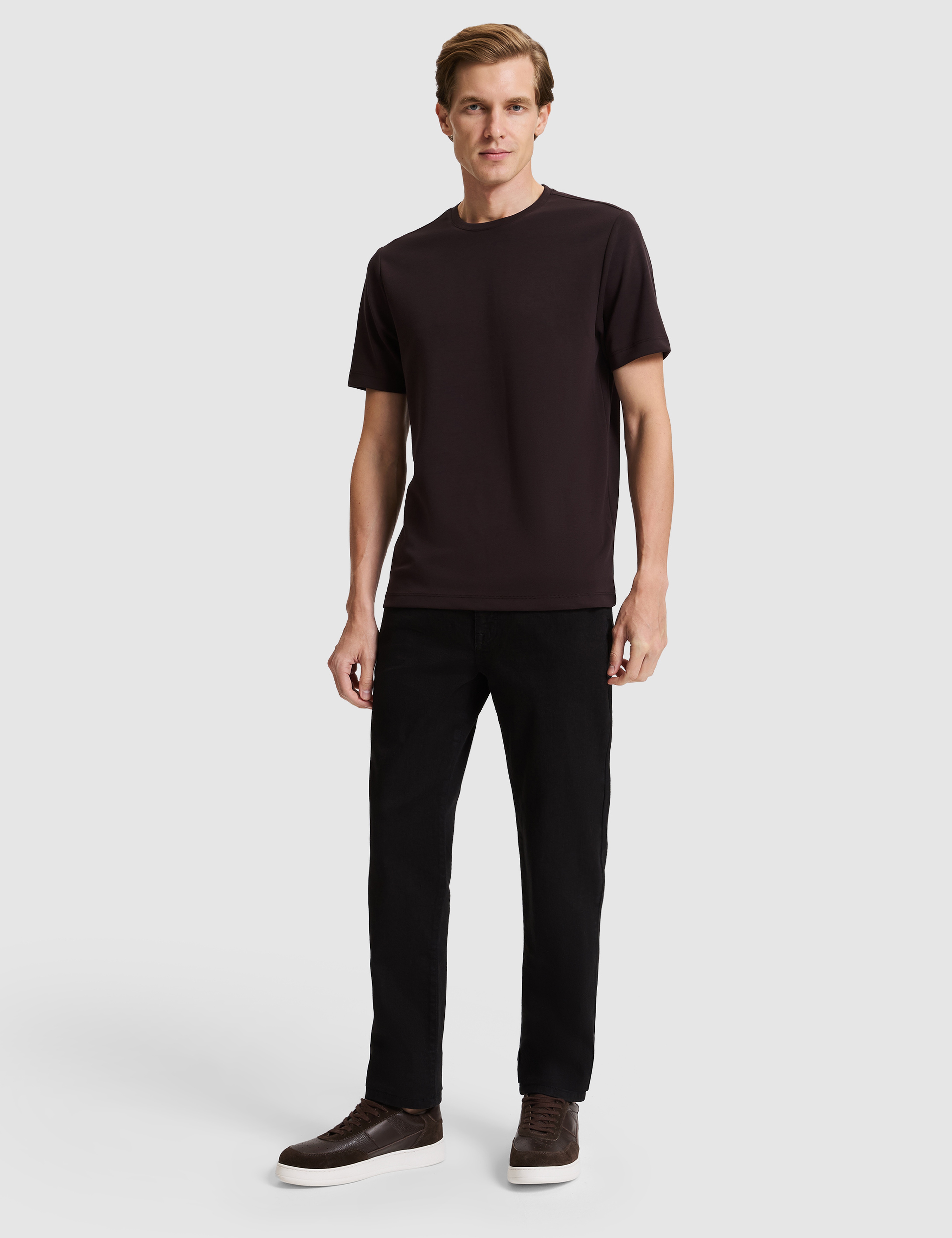 Koyu Kahverengi Regular Fit Basic Tişört