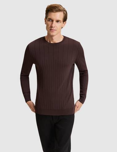 Koyu Kahverengi Slim Fit Kazak