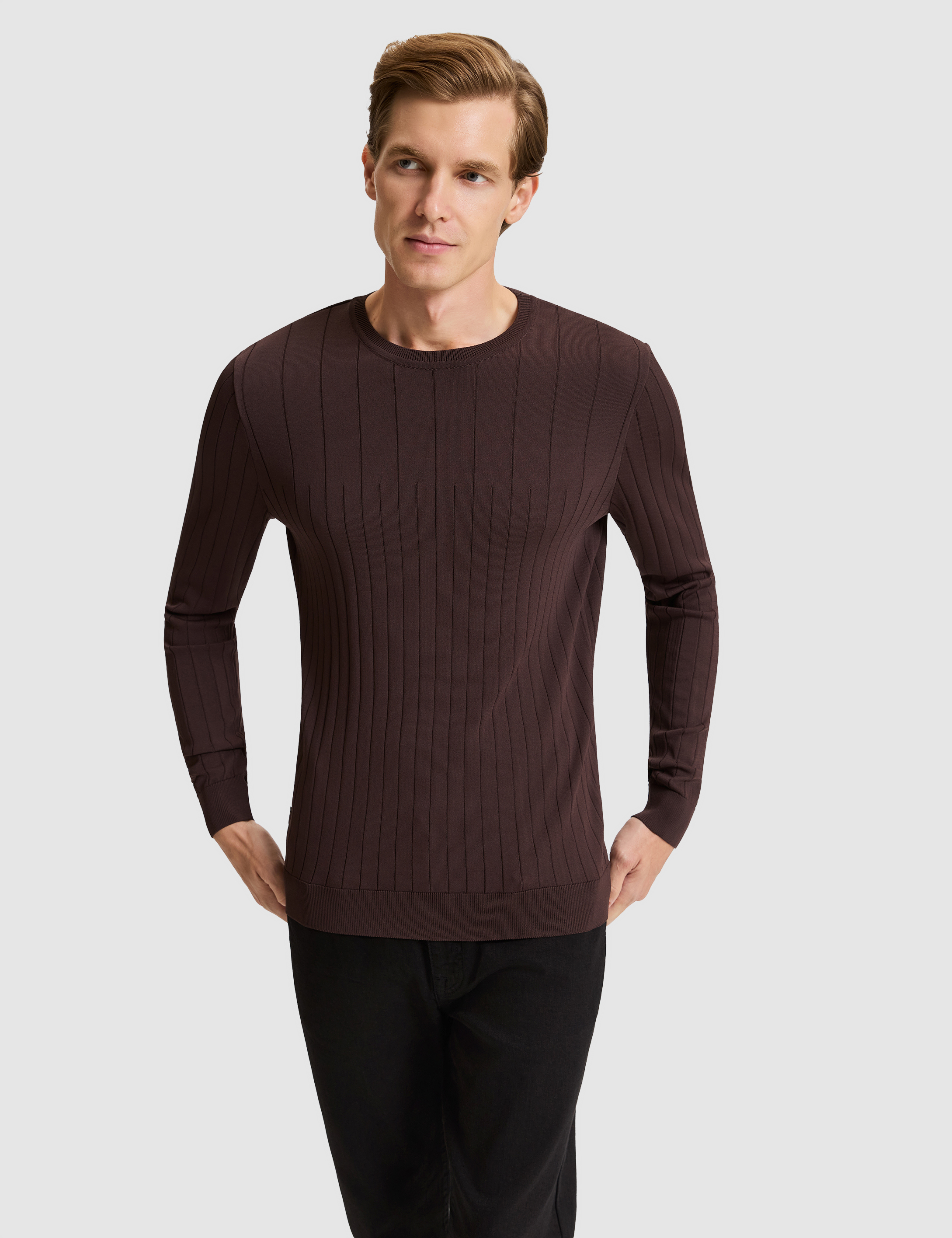 Koyu Kahverengi Slim Fit Kazak