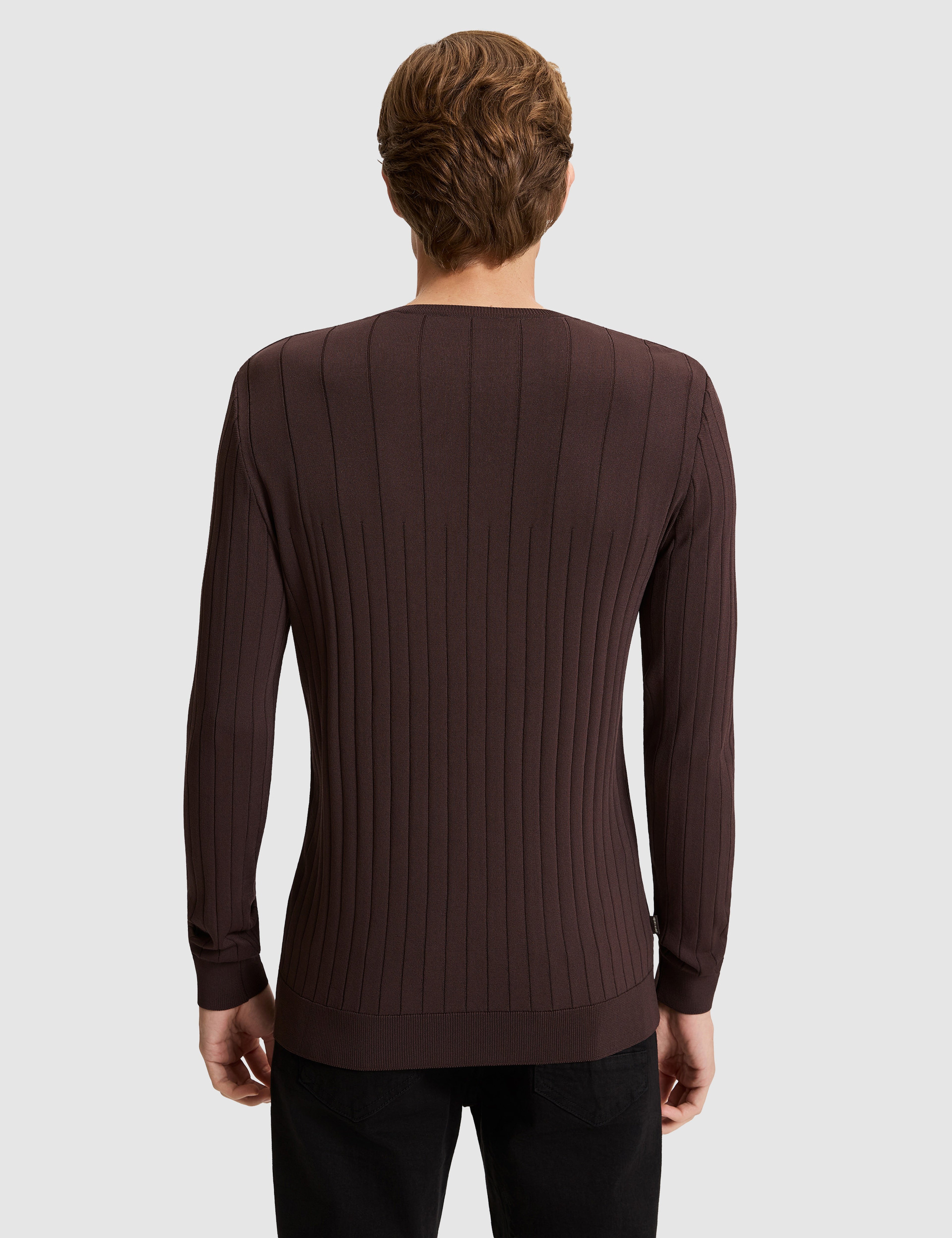 Koyu Kahverengi Slim Fit Kazak - Image 6