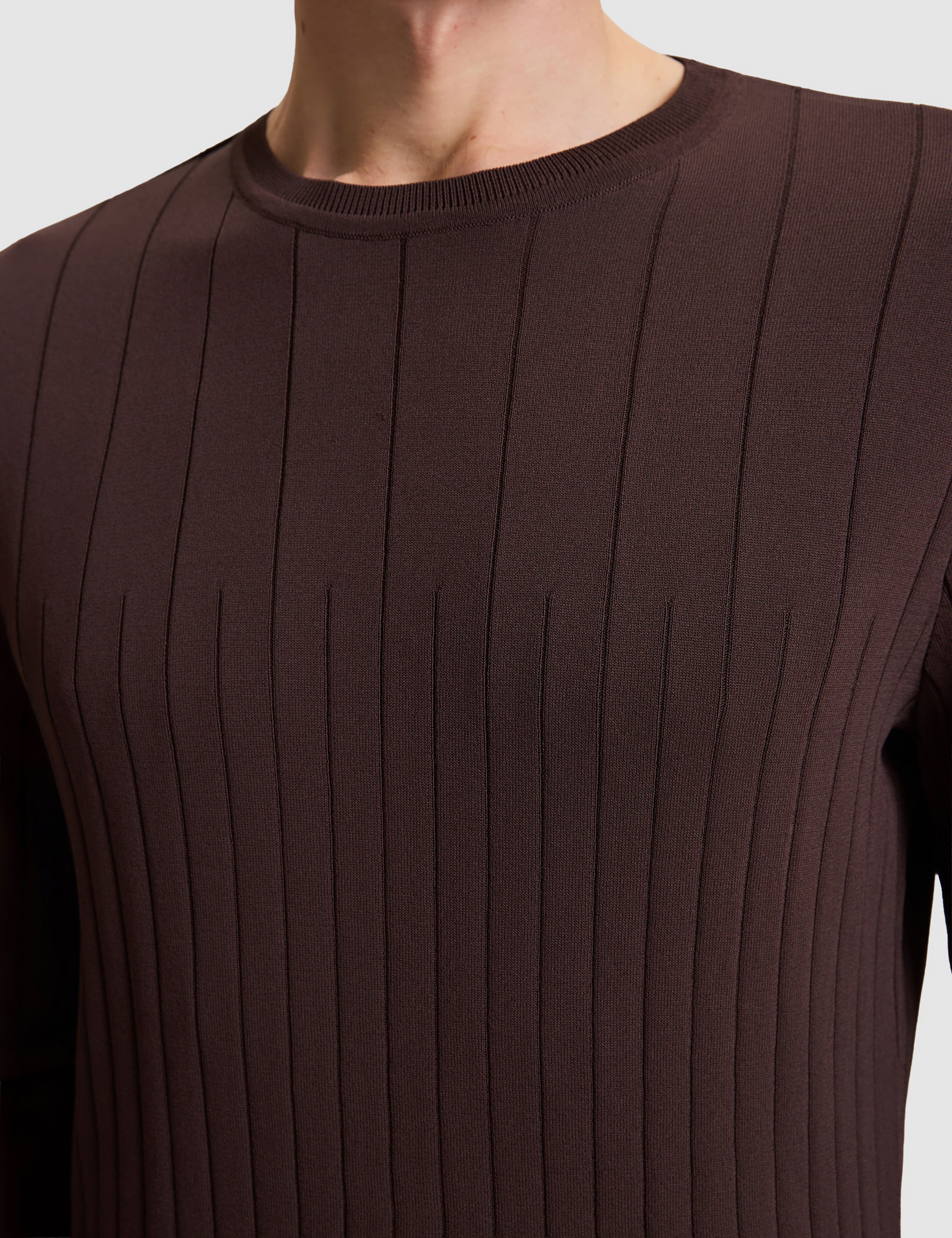 Koyu Kahverengi Slim Fit Kazak - Image 7
