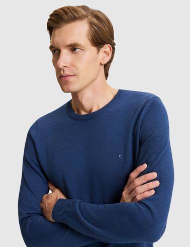 İndigo Melanj Slim Fit Basic Kazak