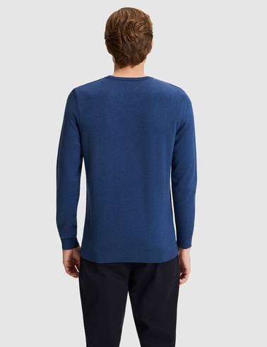 İndigo Melanj Slim Fit Basic Kazak