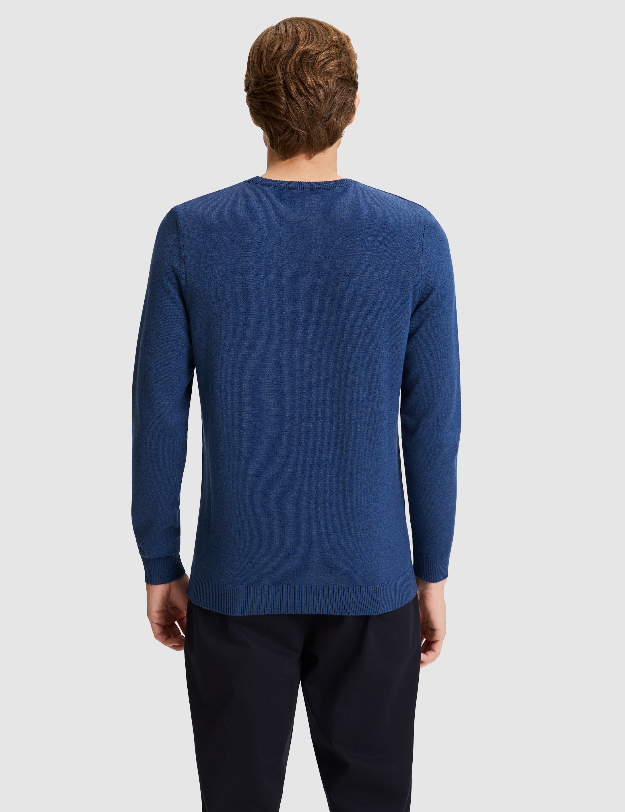 İndigo Melanj Slim Fit Basic Kazak