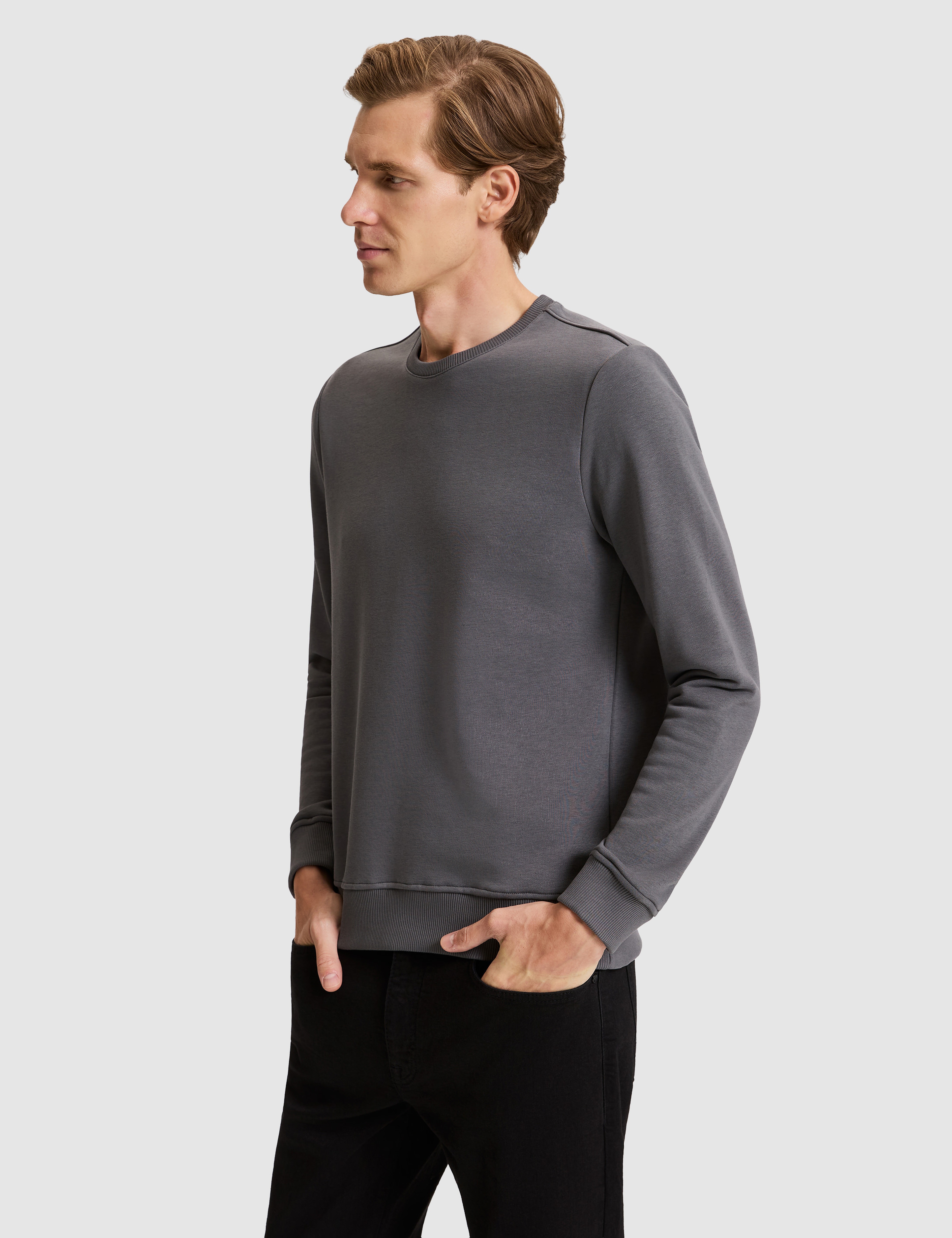 Antrasit Regular Fit Basic Sweatshirt