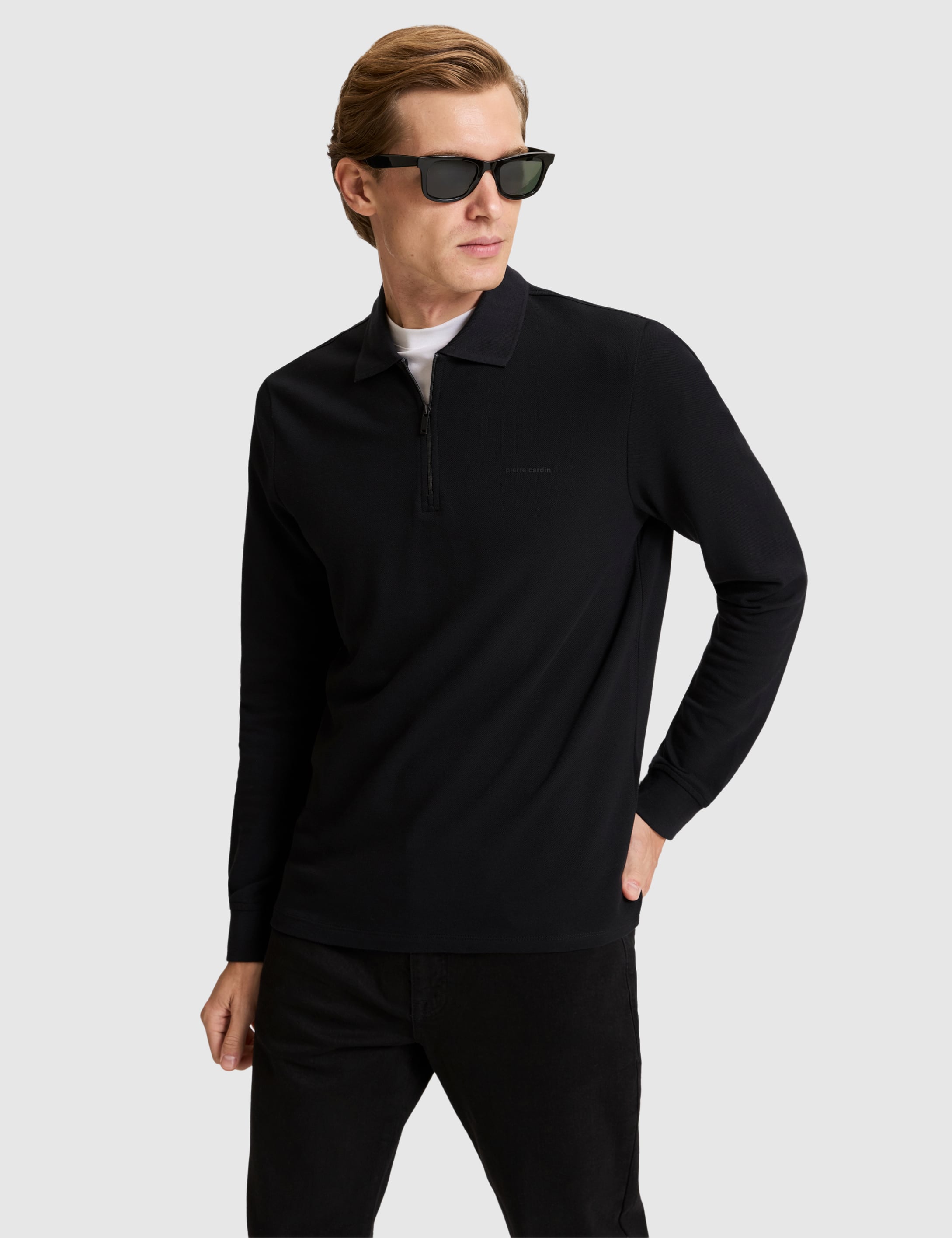Siyah Slim Fit Basic Sweatshirt - Image 4
