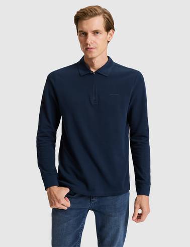 Lacivert Slim Fit Basic Sweatshirt