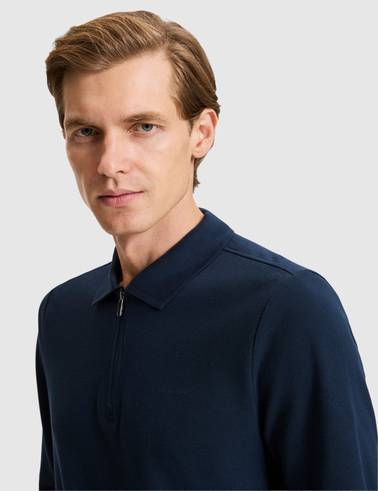 Lacivert Slim Fit Basic Sweatshirt