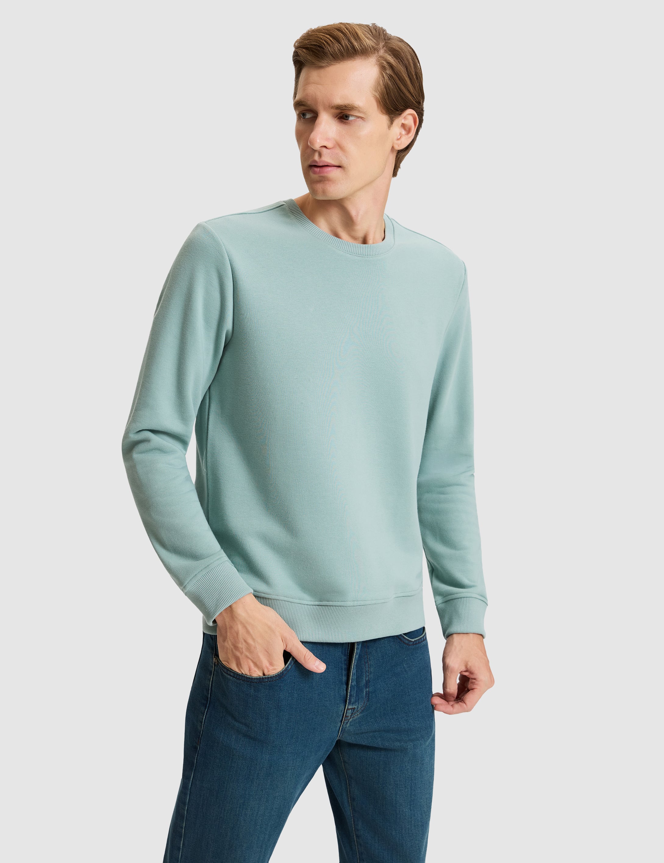 Yeşil Regular Fit Basic Sweatshirt