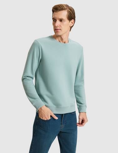 Yeşil Regular Fit Basic Sweatshirt