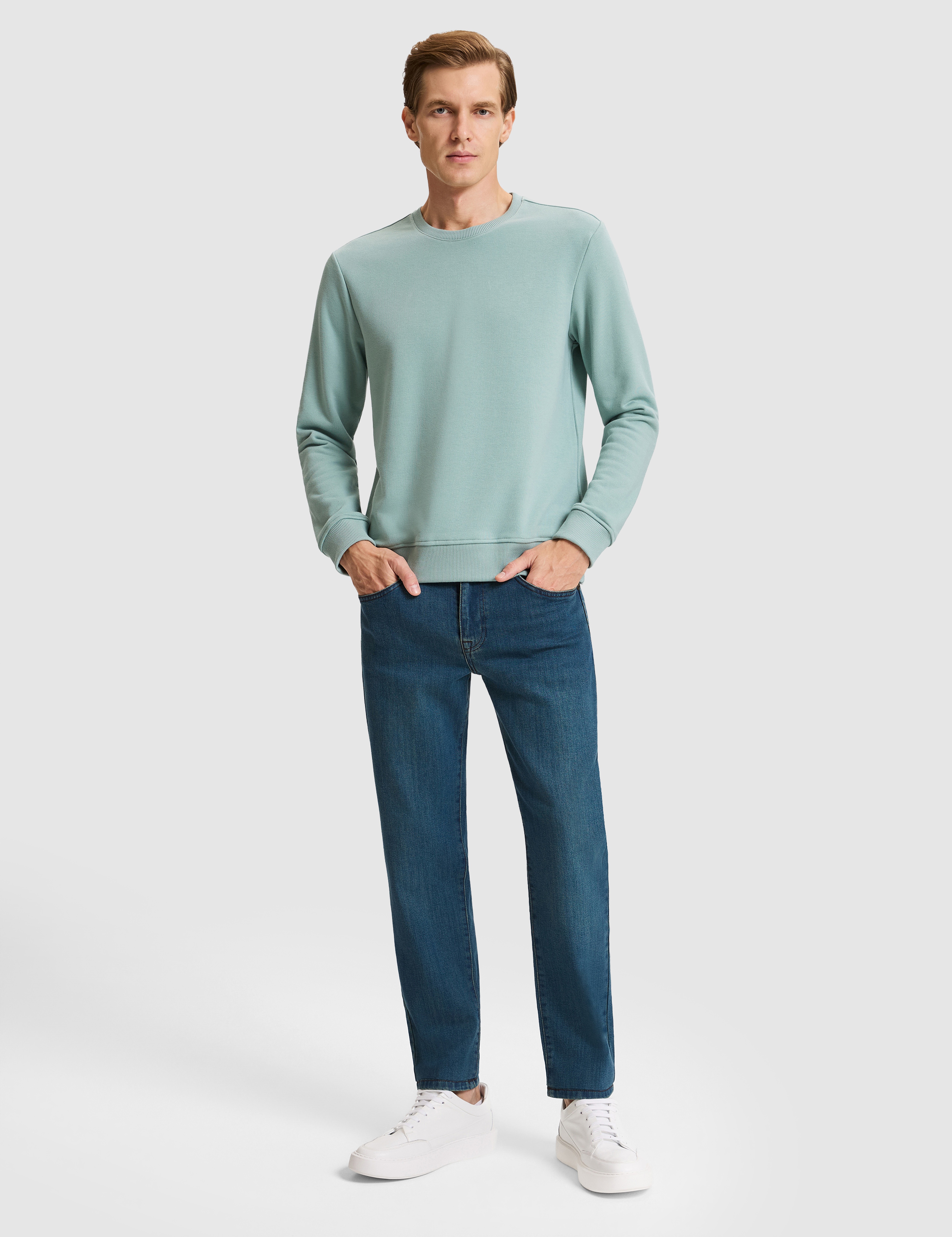 Yeşil Regular Fit Basic Sweatshirt