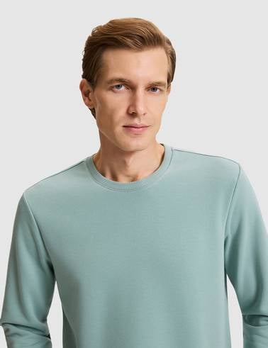 Yeşil Regular Fit Basic Sweatshirt