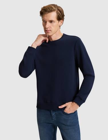 Lacivert Regular Fit Basic Sweatshirt