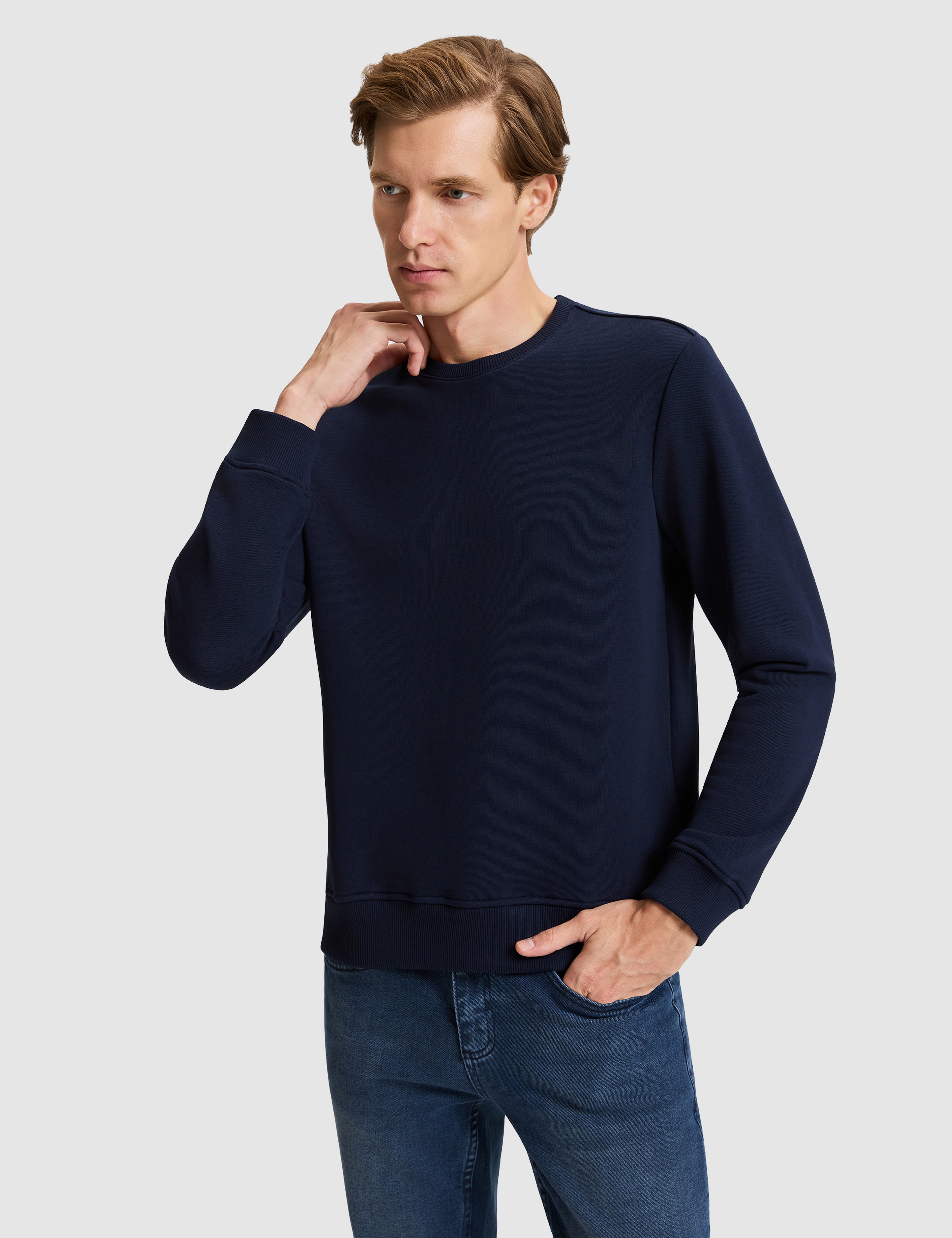Lacivert Regular Fit Basic Sweatshirt - Image 3