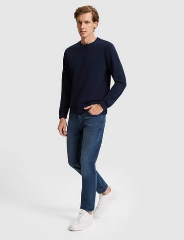 Lacivert Regular Fit Basic Sweatshirt