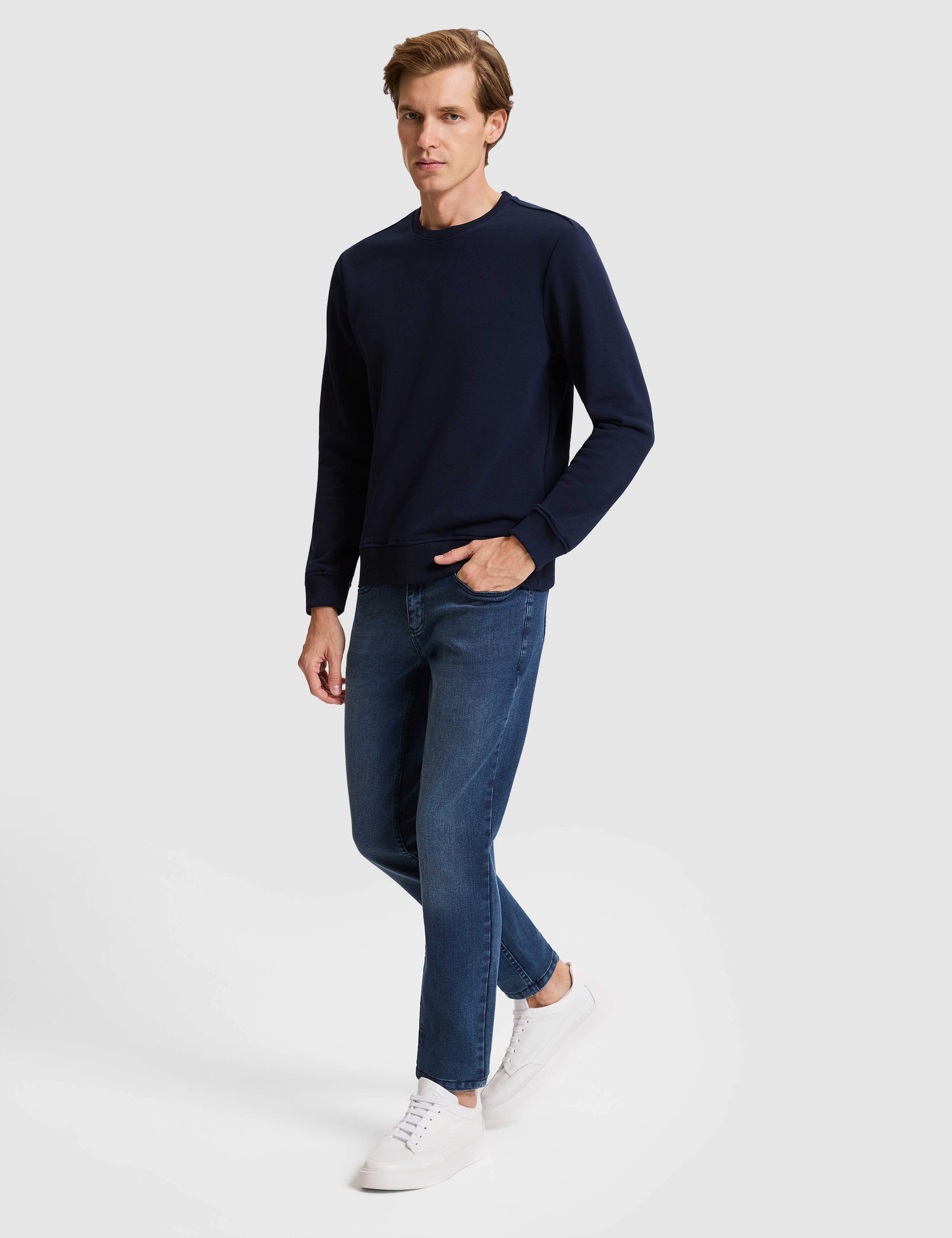 Lacivert Regular Fit Basic Sweatshirt