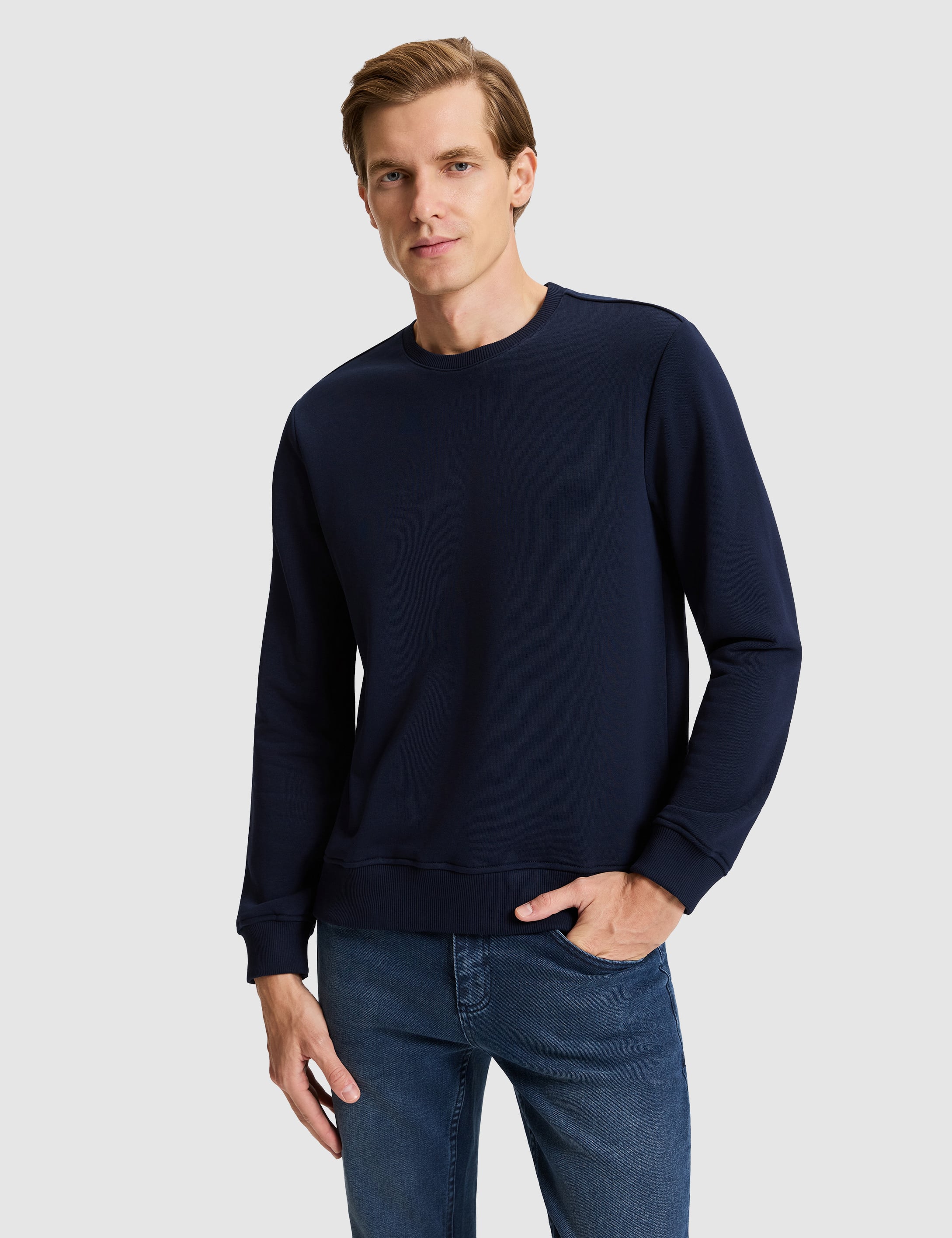 Lacivert Regular Fit Basic Sweatshirt