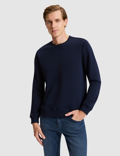 Lacivert Regular Fit Basic Sweatshirt