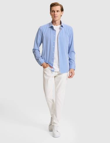 Mavi Slim Fit Uzun Kollu Gömlek