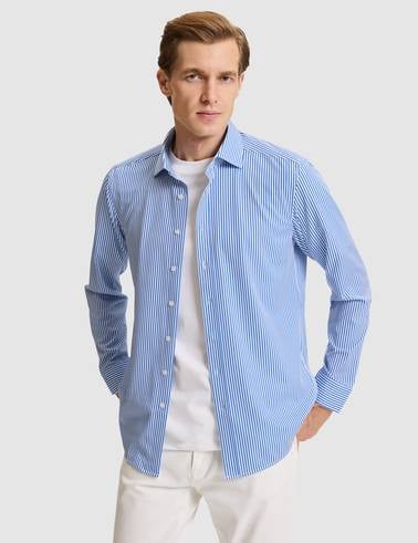 Mavi Slim Fit Uzun Kollu Gömlek