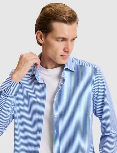Mavi Slim Fit Uzun Kollu Gömlek