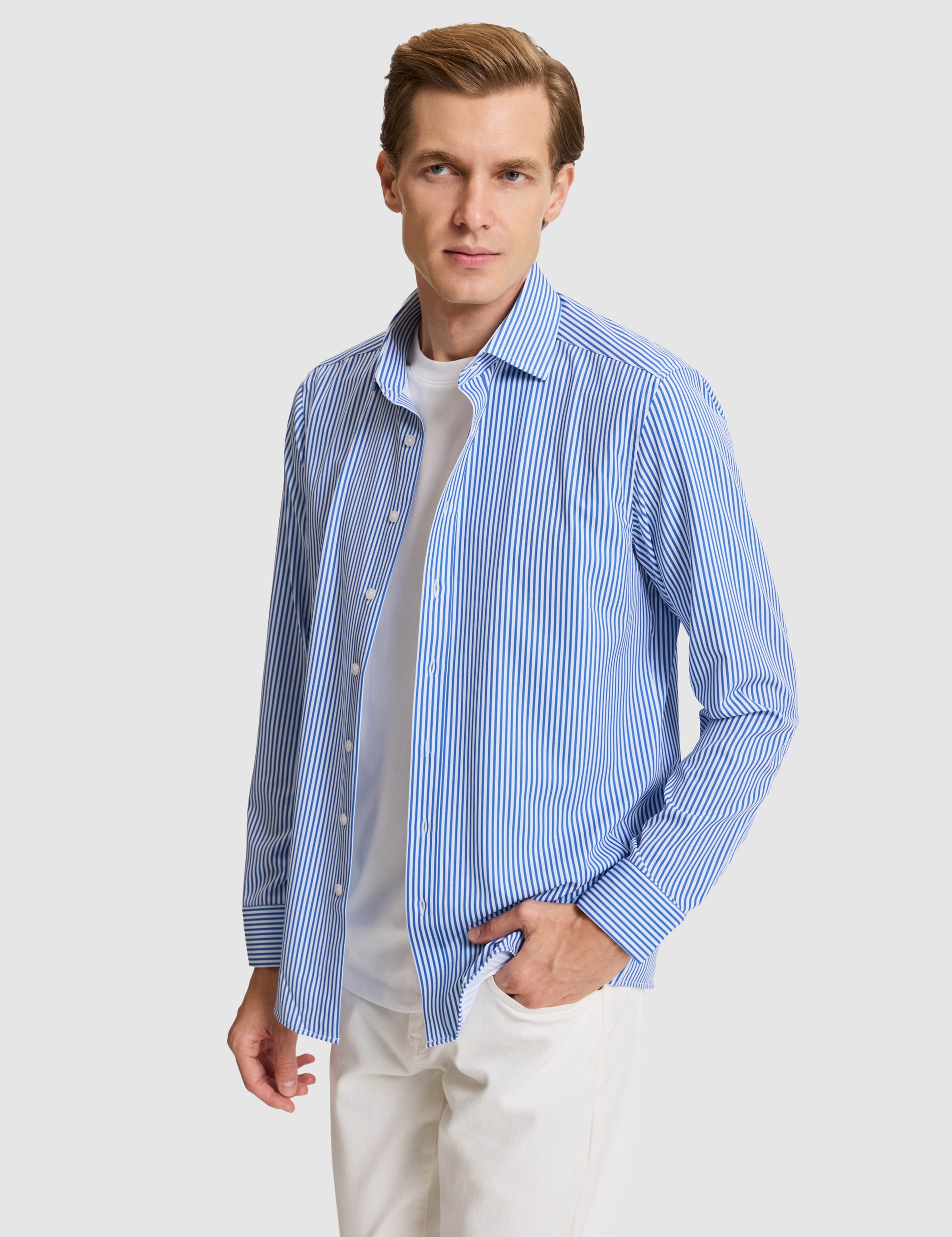 Mavi Slim Fit Uzun Kollu Gömlek - Image 3