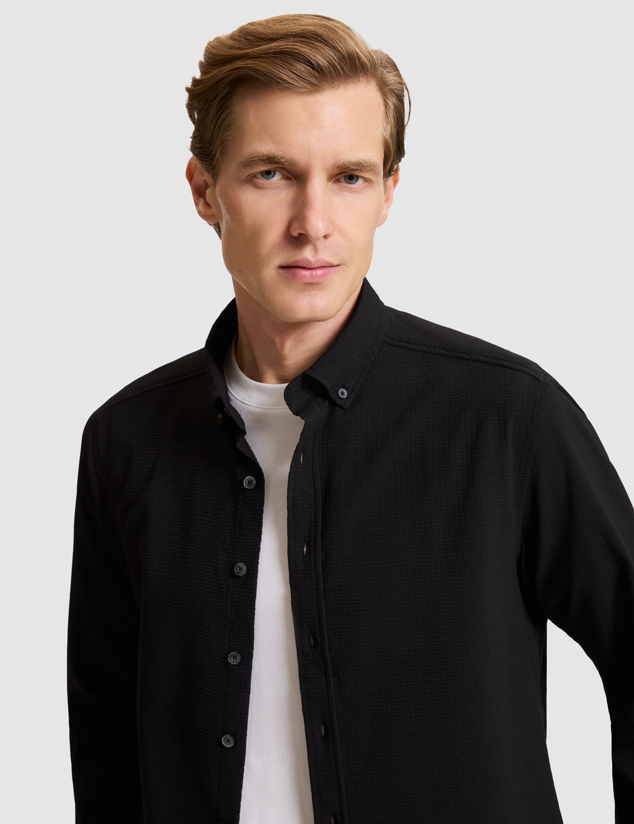 Siyah Slim Fit Uzun Kollu Gömlek