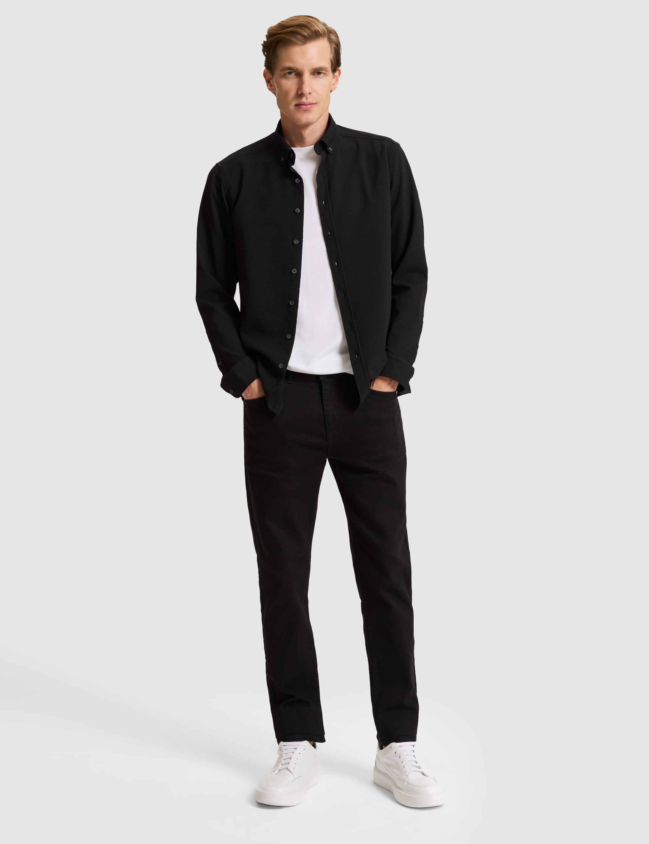 Siyah Slim Fit Uzun Kollu Gömlek