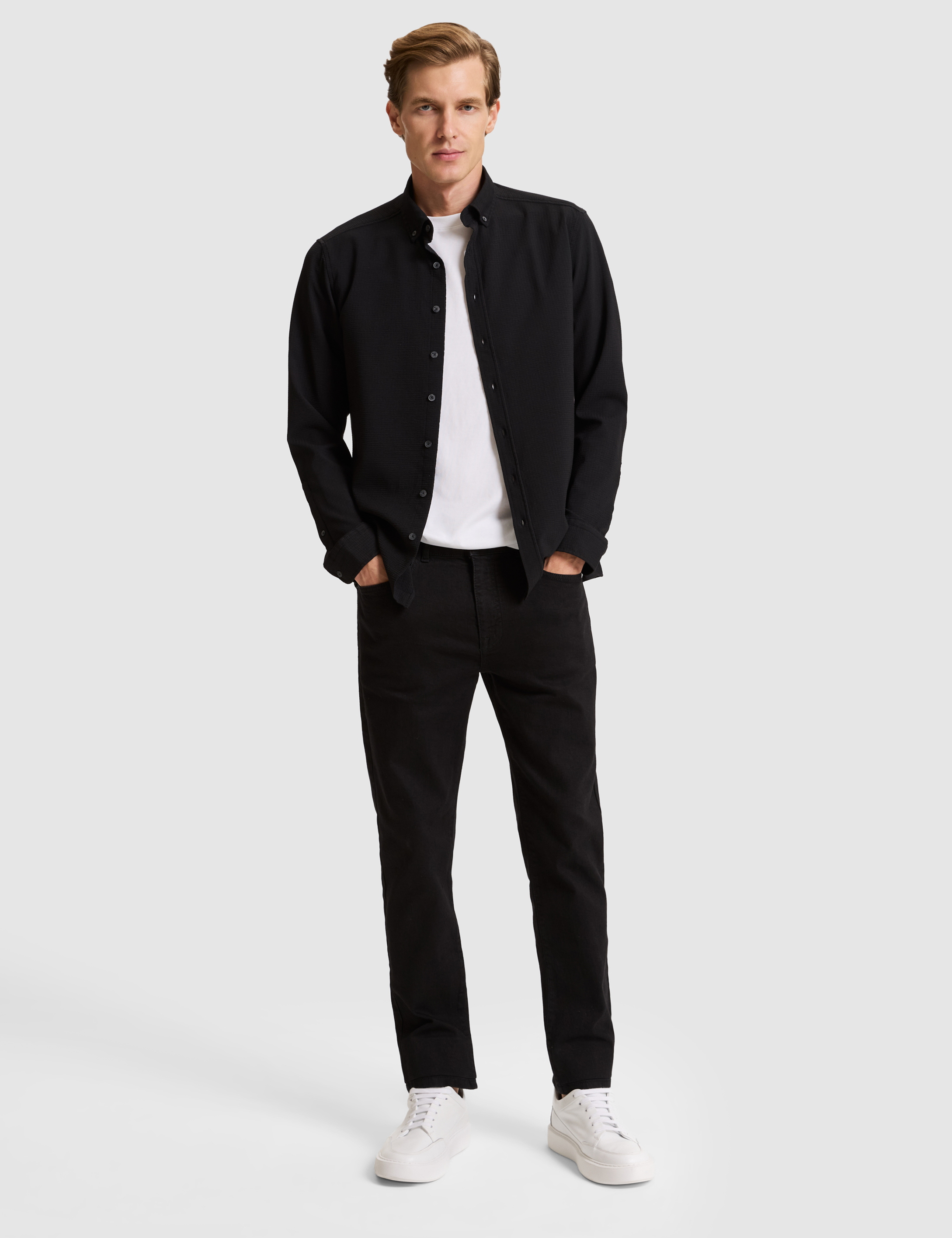 Siyah Slim Fit Uzun Kollu Gömlek - 50311396039