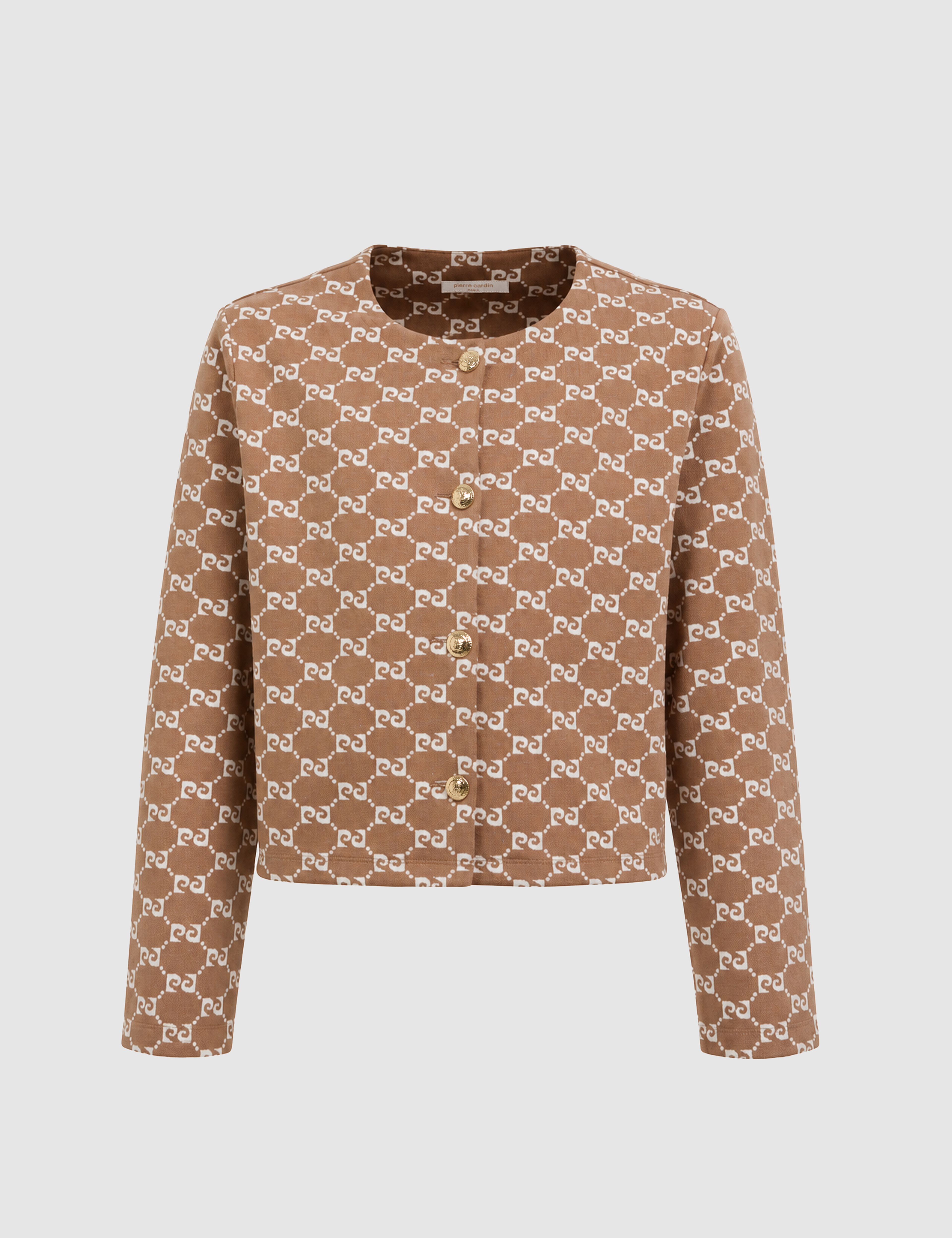Bej Crop Top Örme Hırka - Image 7