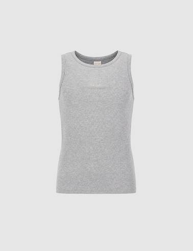 Gri Melanj Slim Fit Örme Bluz