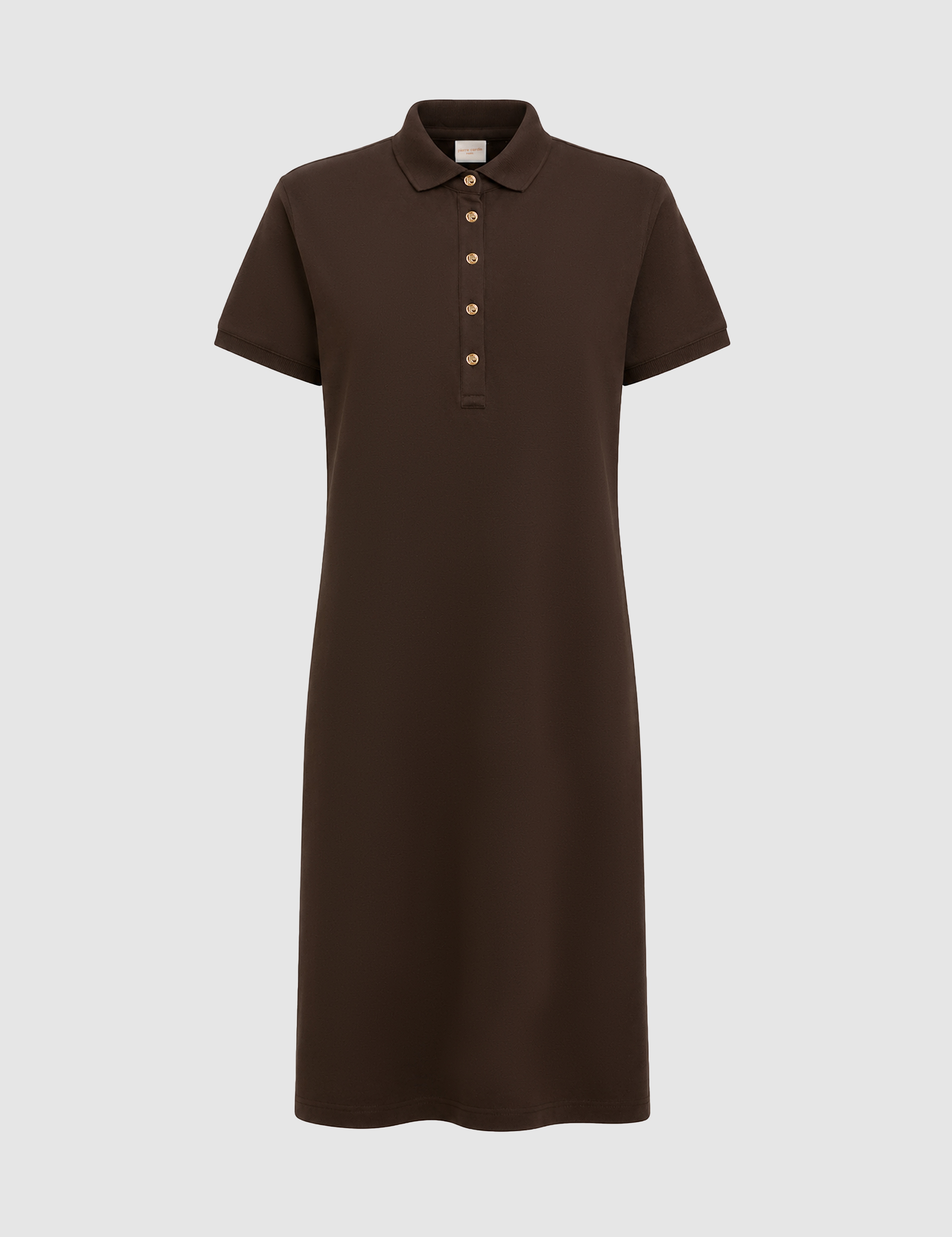 Kahverengi Polo Yaka A Kesim Örme Elbise - Image 7