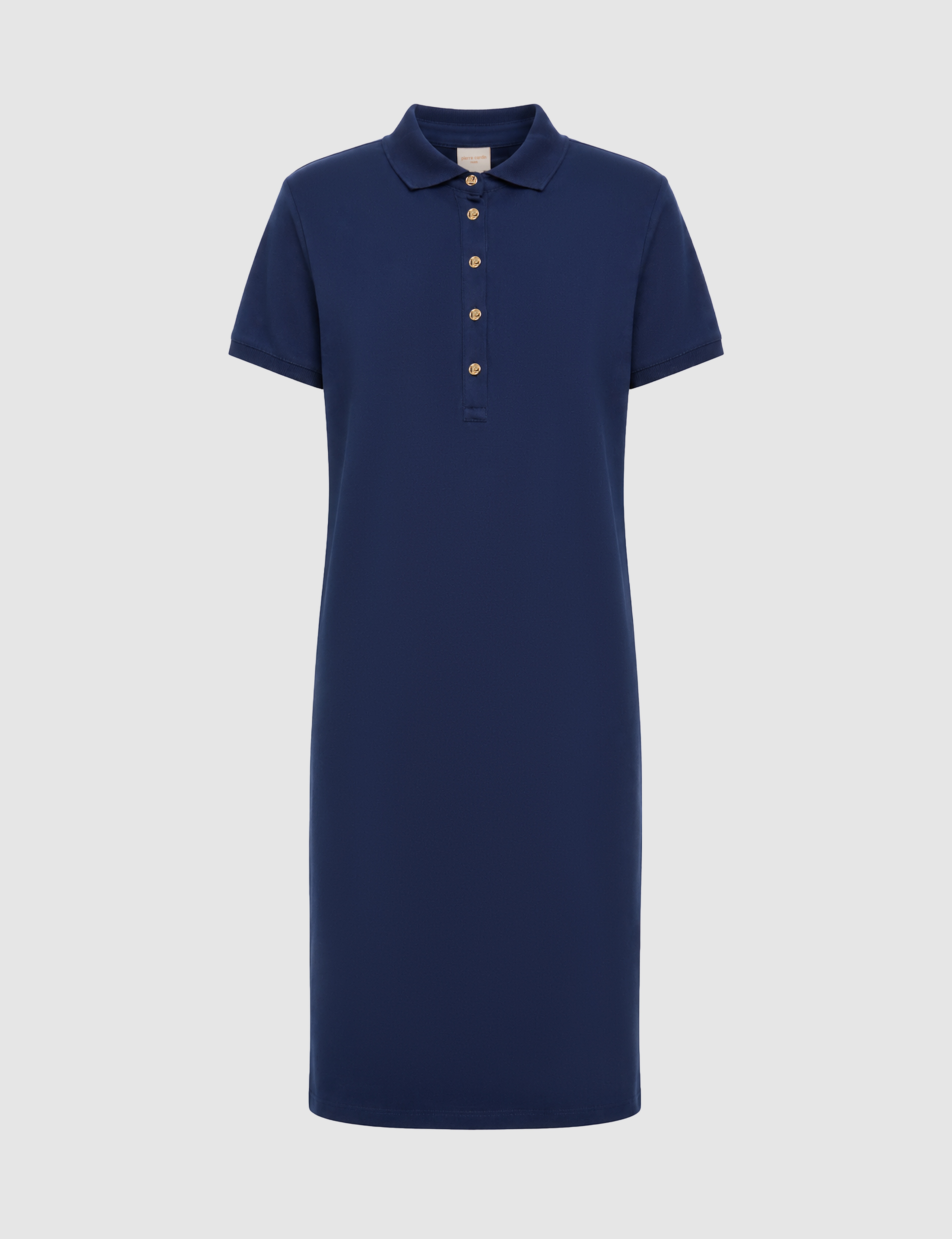 Lacivert Polo Yaka A Kesim Örme Elbise - Image 7