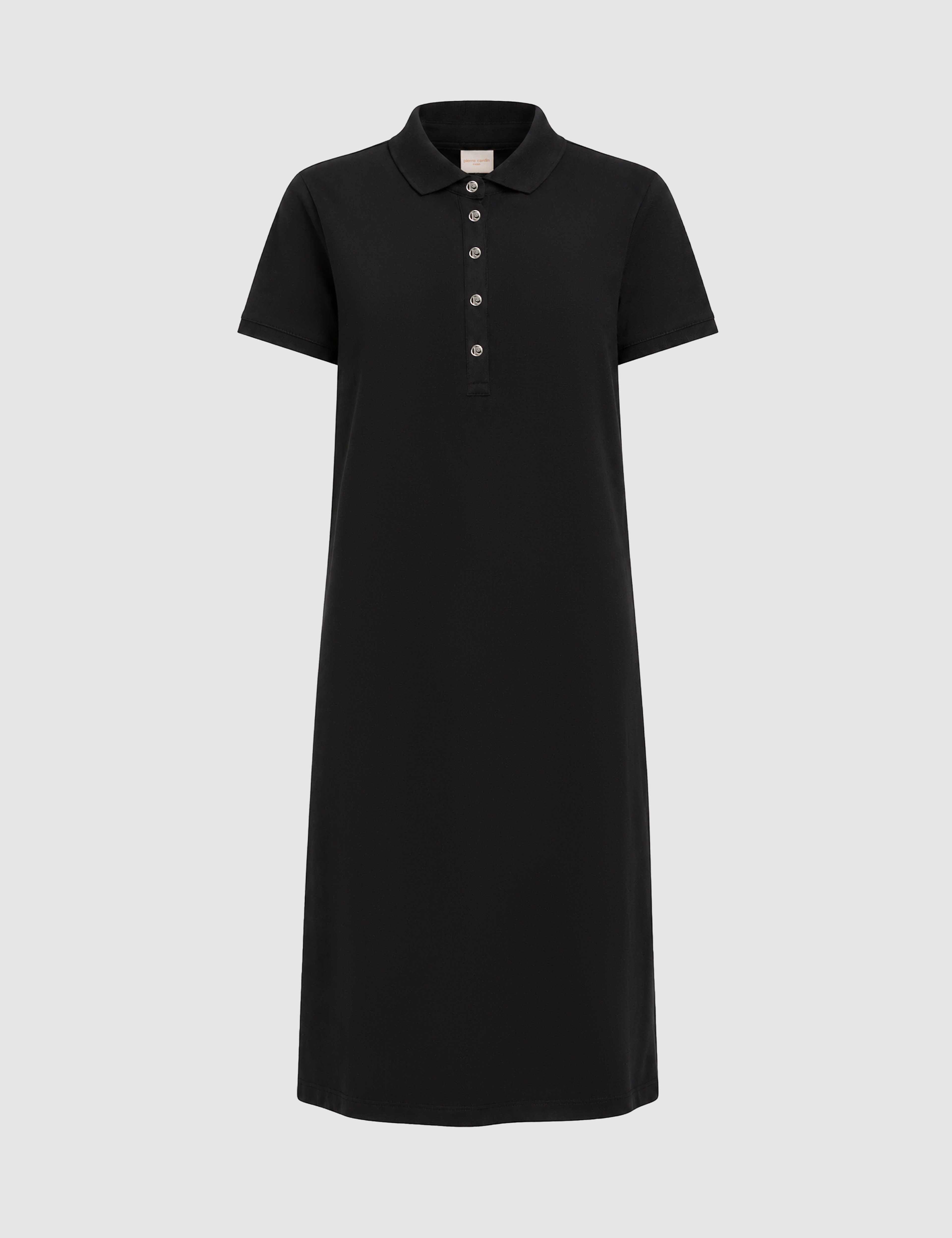 Siyah Polo Yaka A Kesim Örme Elbise - Image 7