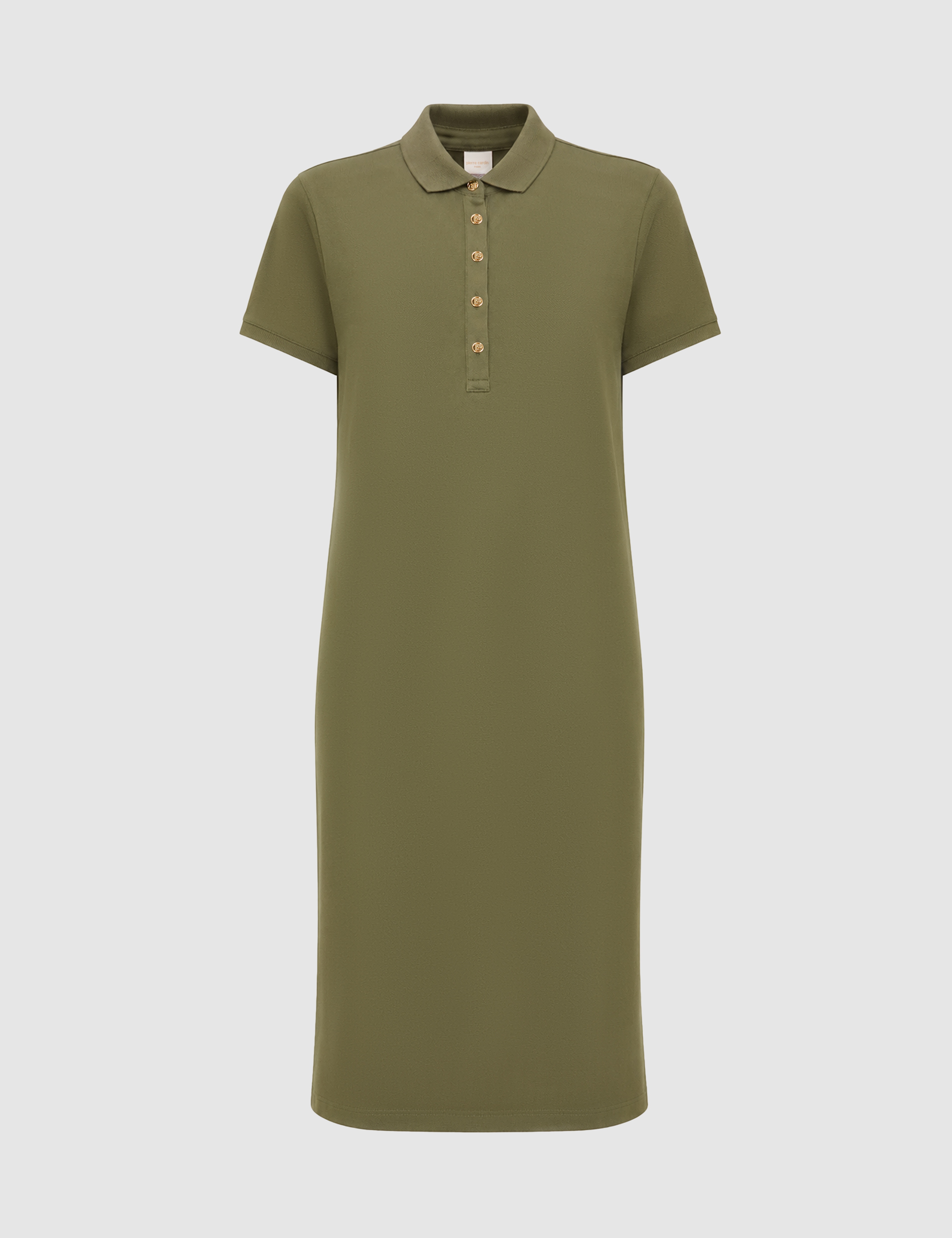 Haki Polo Yaka A Kesim Örme Elbise - Image 7