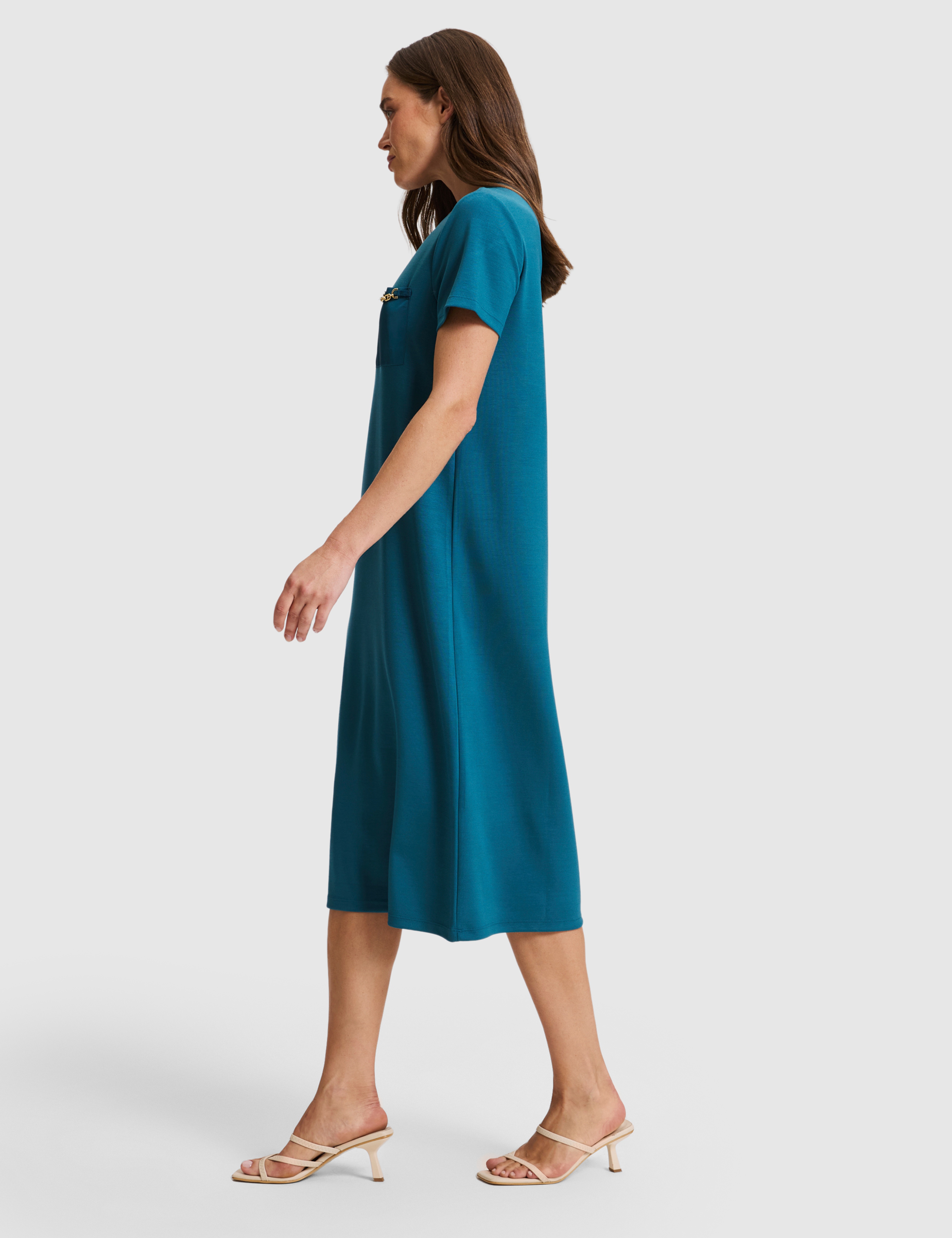 Koyu Yeşil Regular Fit Örme Elbise - Image 4
