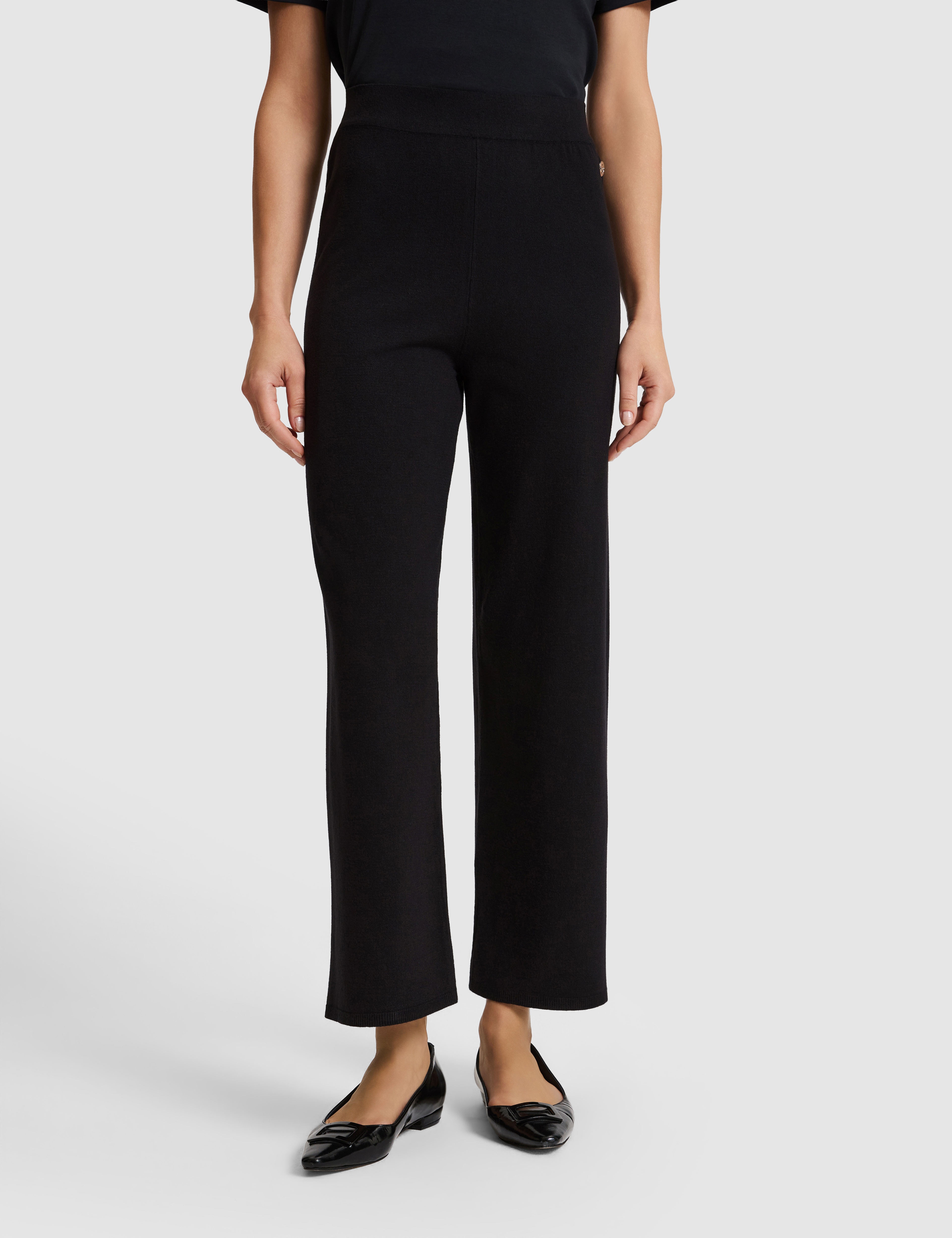 Siyah Loose Fit Triko Pantolon