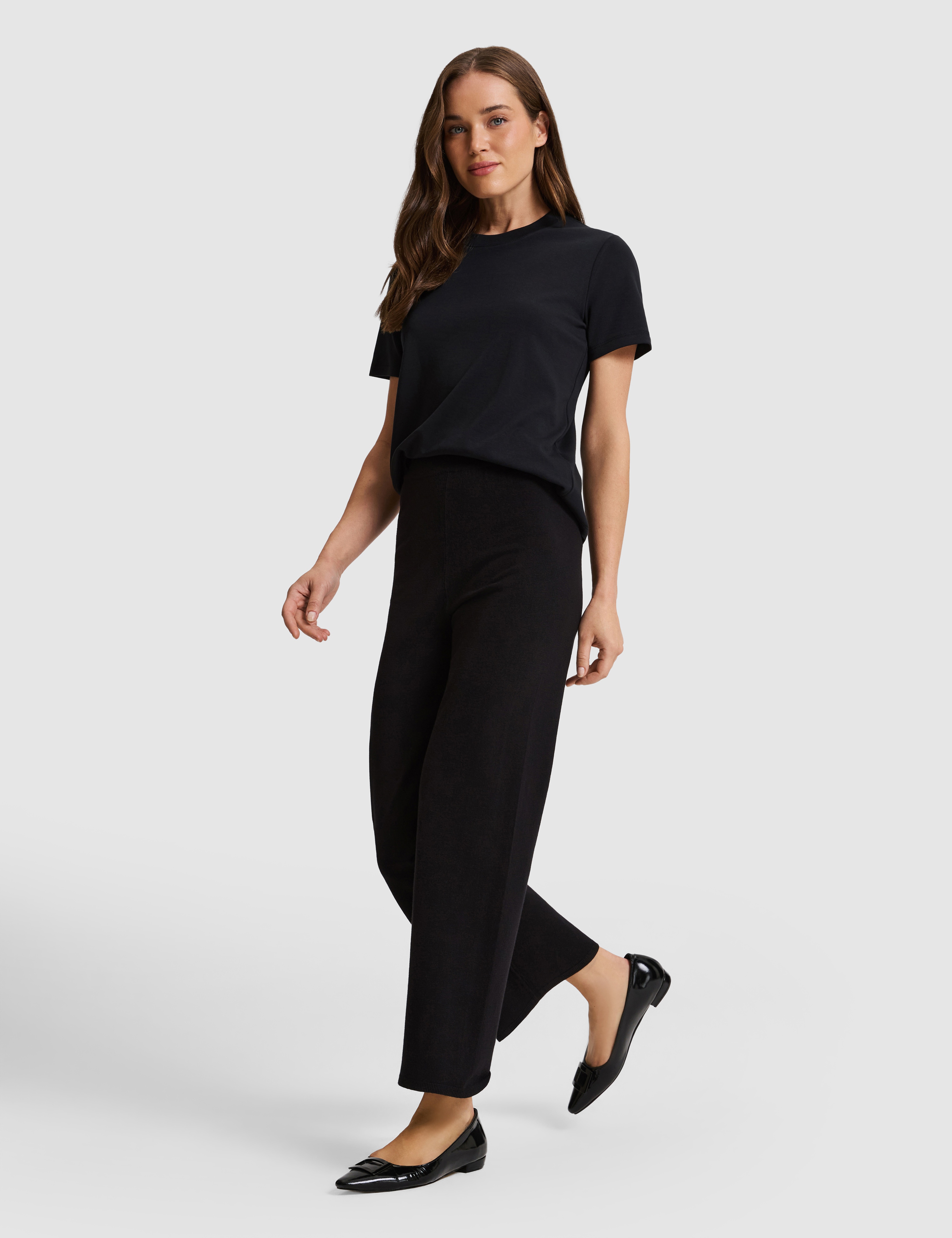 Siyah Loose Fit Triko Pantolon