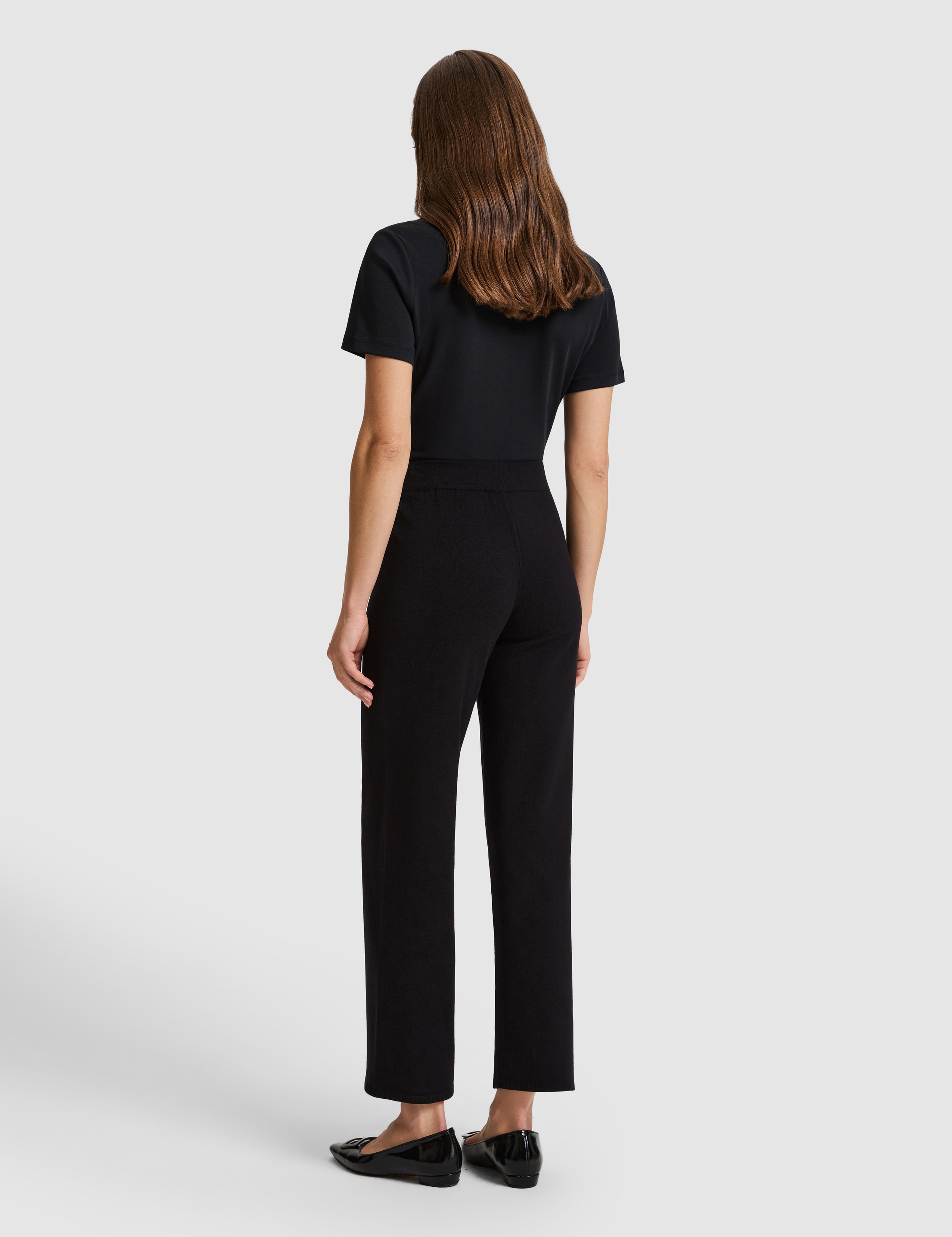 Siyah Loose Fit Triko Pantolon - Image 5